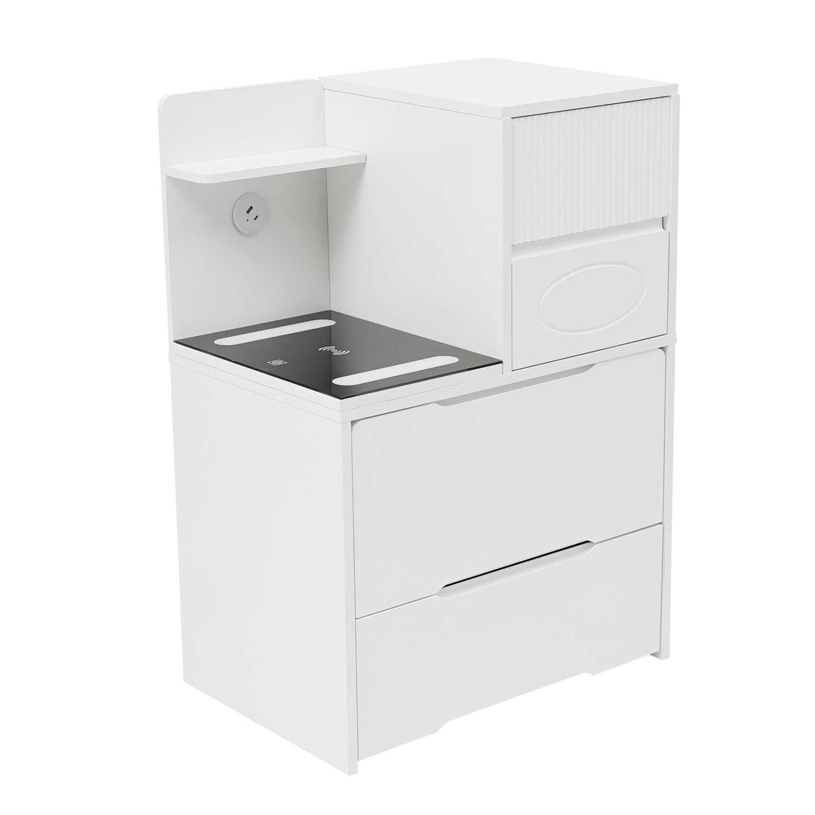 Makeup Table & Vanity Desk with Lighted Mirror Space Saving Dressing Table White