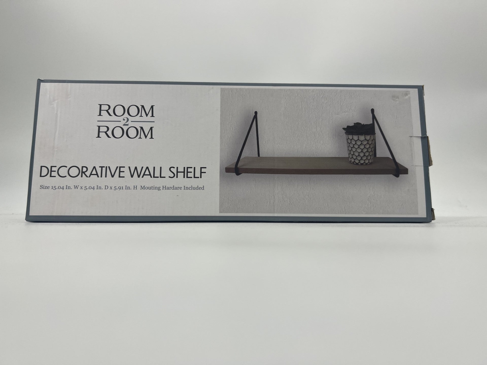 ROOM 2 ROOM Brown and Black Wood Wall Shelf Size 15.x 5x 5.91