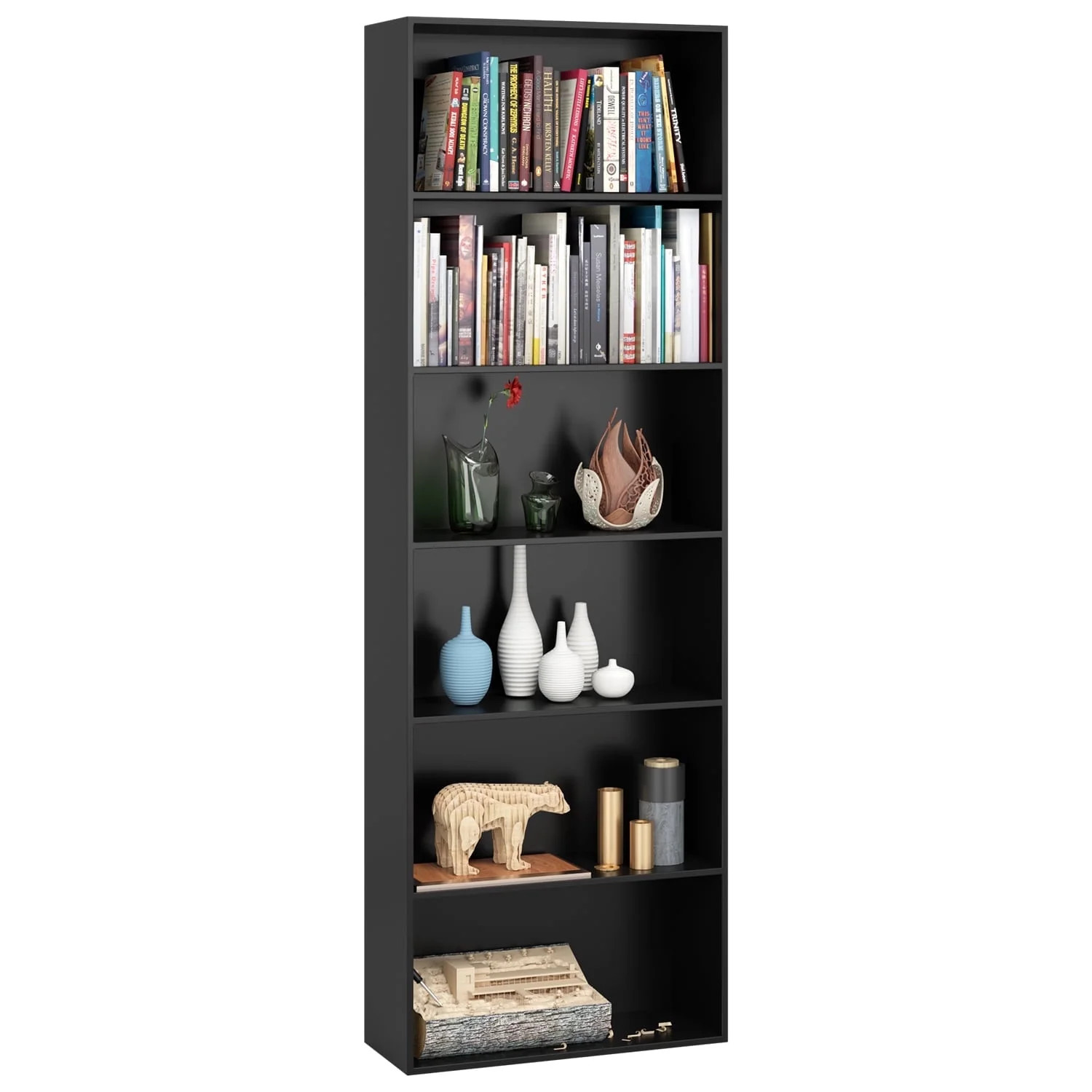 BOOKCASES 6-Ft Bookshelf Standard Black/Brown/White Available