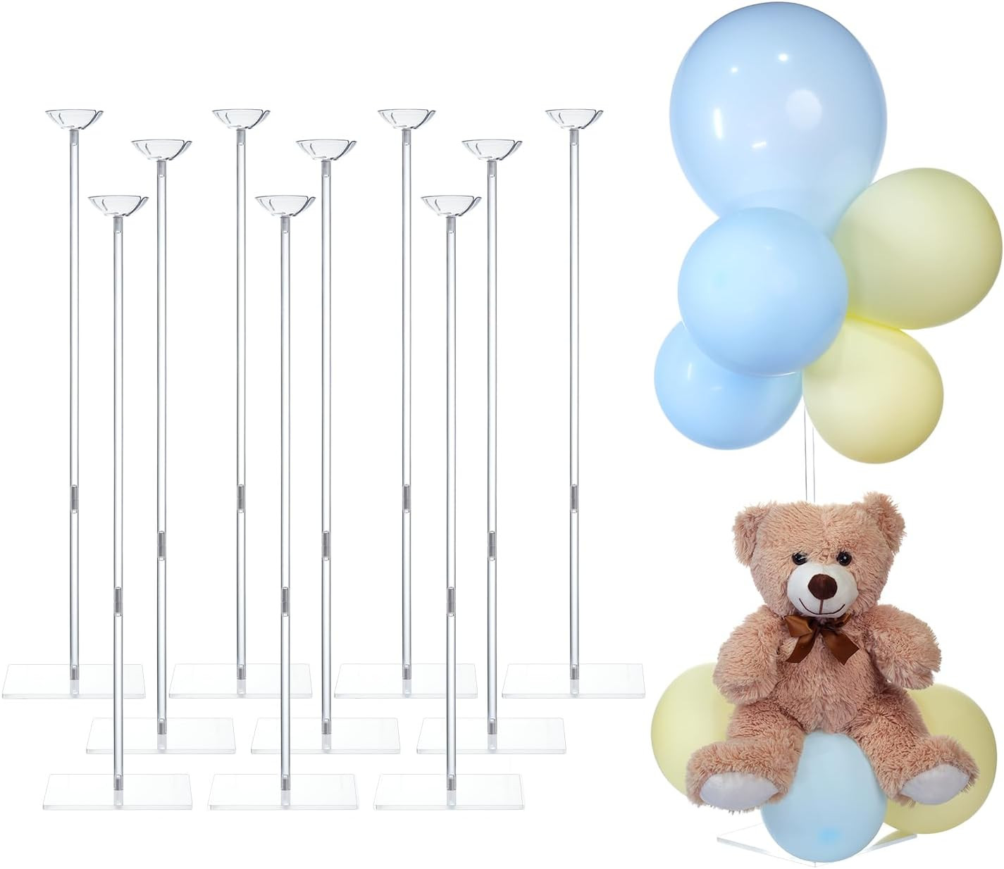 Clear Acrylic Balloon Stands for Table, Adjustable Height 15.75 Inch, 23.6 Inch,
