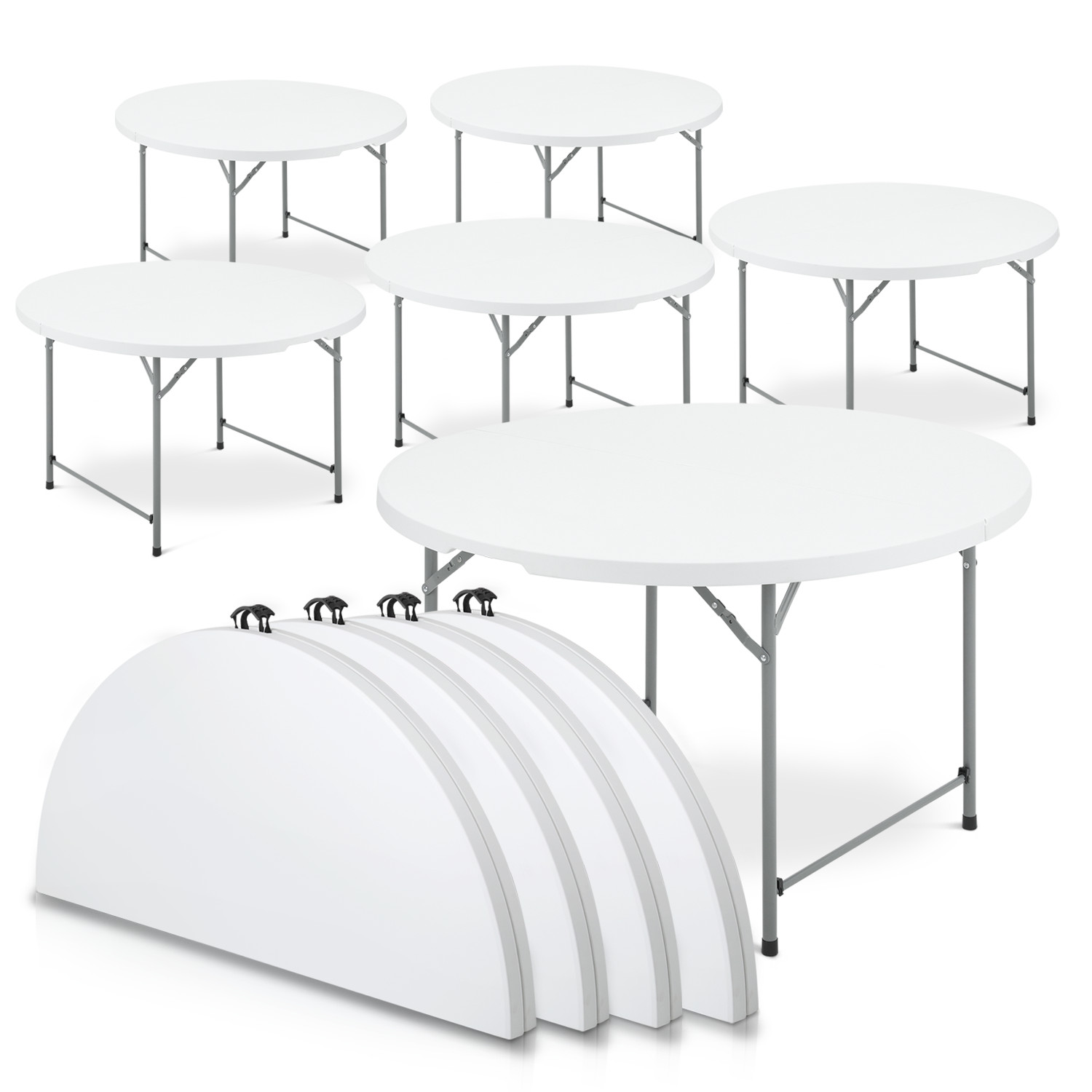 10 Pack White[4 FT FOLDING ROUND TABLE]Home Party Gathering Portable Dining Desk