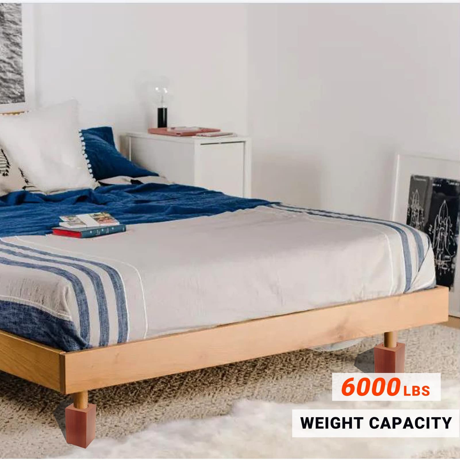 Wood Bed Risers, Furniture Risers-Heights 4.5 Inch Heavy Duty Risers for Sofa…