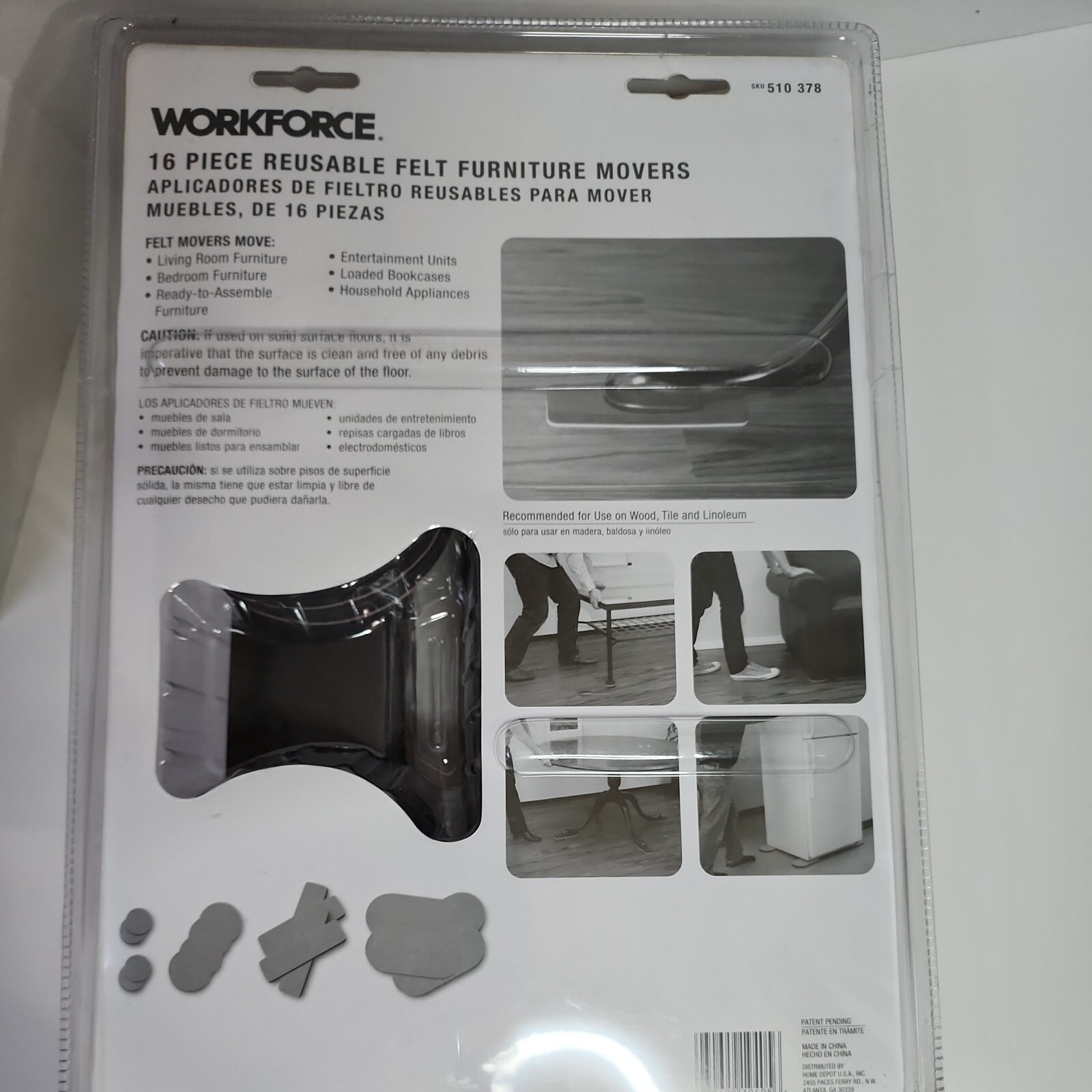 WORKFORCE Felt Furniture Movers Reusable Floor Protector Pads 16 pc