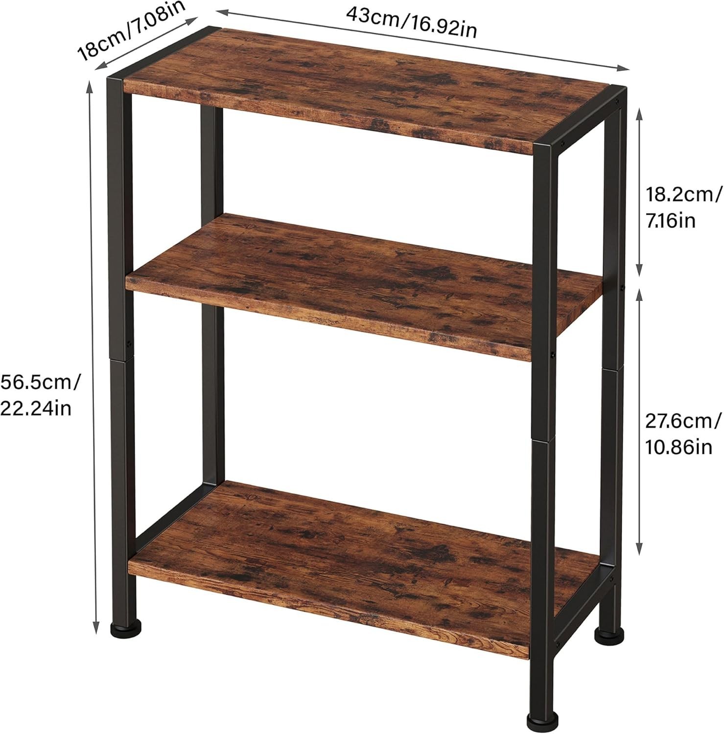 3-Tier Side Table, Small End Table, Sofa Side Table for Narrow Spaces, Slim E…
