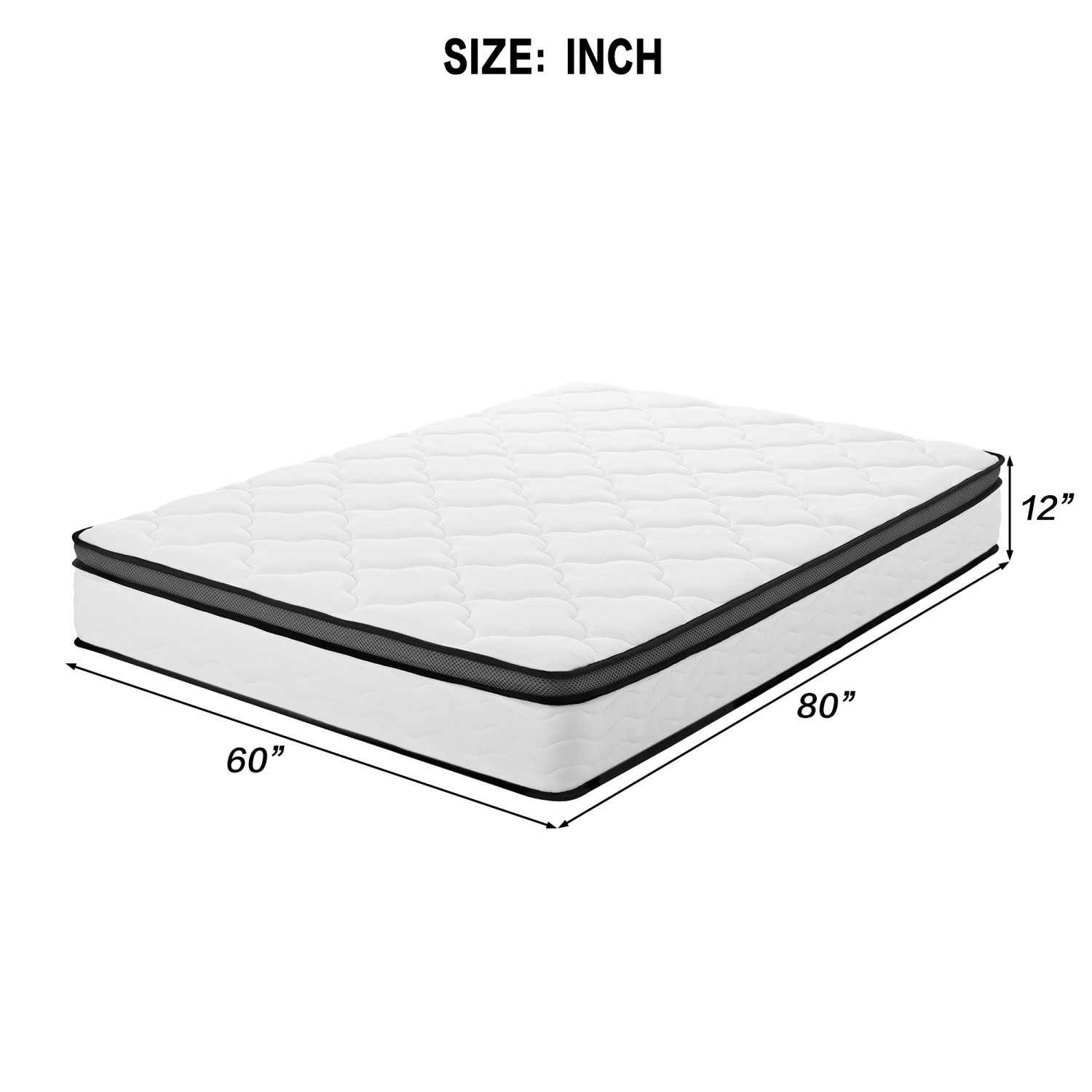 12 Inch Full/Queen Mattress Medium Soft Hybrid with Memory Foam & Pocket Springs