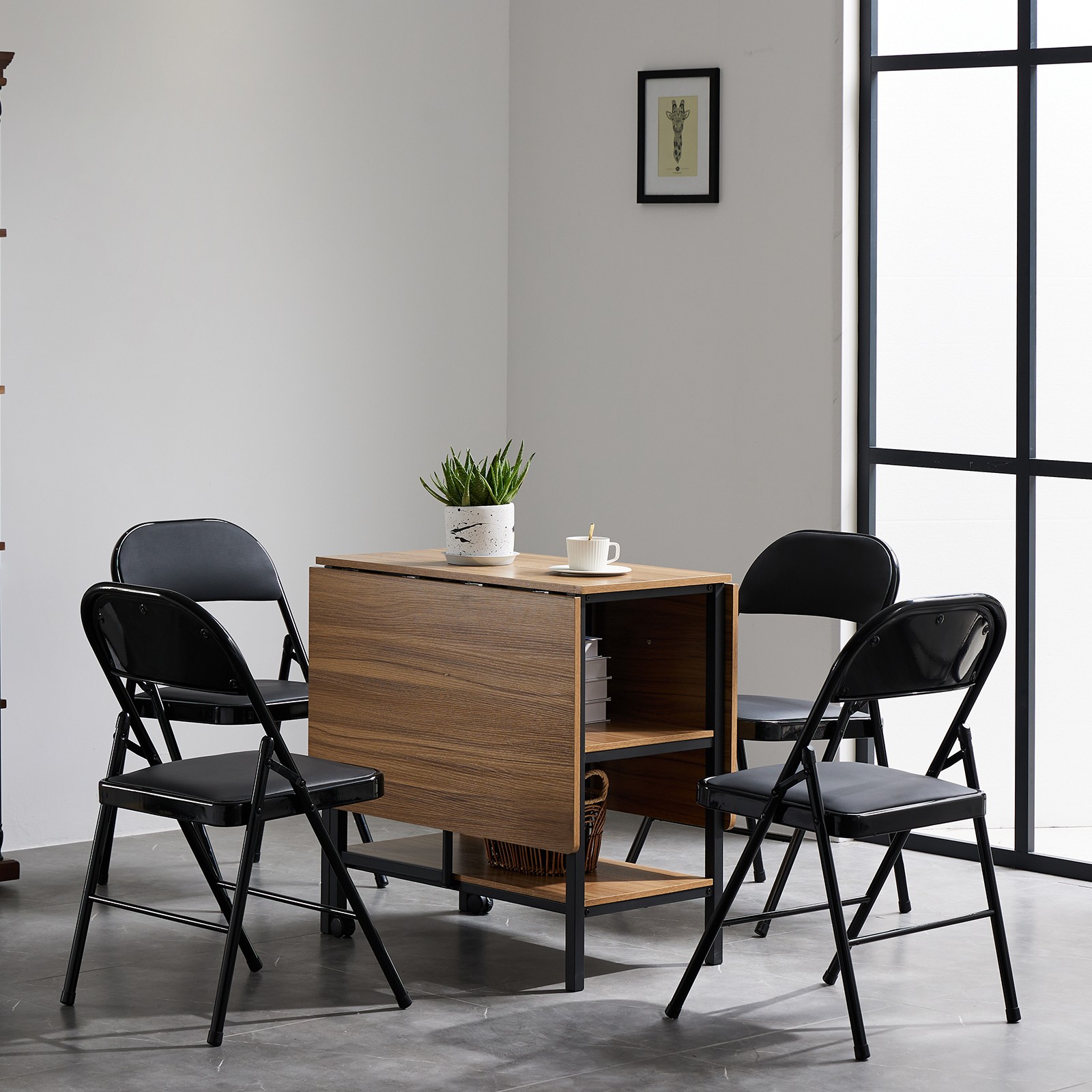 4 Pack Black Stackable Folding Plastic Chairs Commercial Seat for Events Office