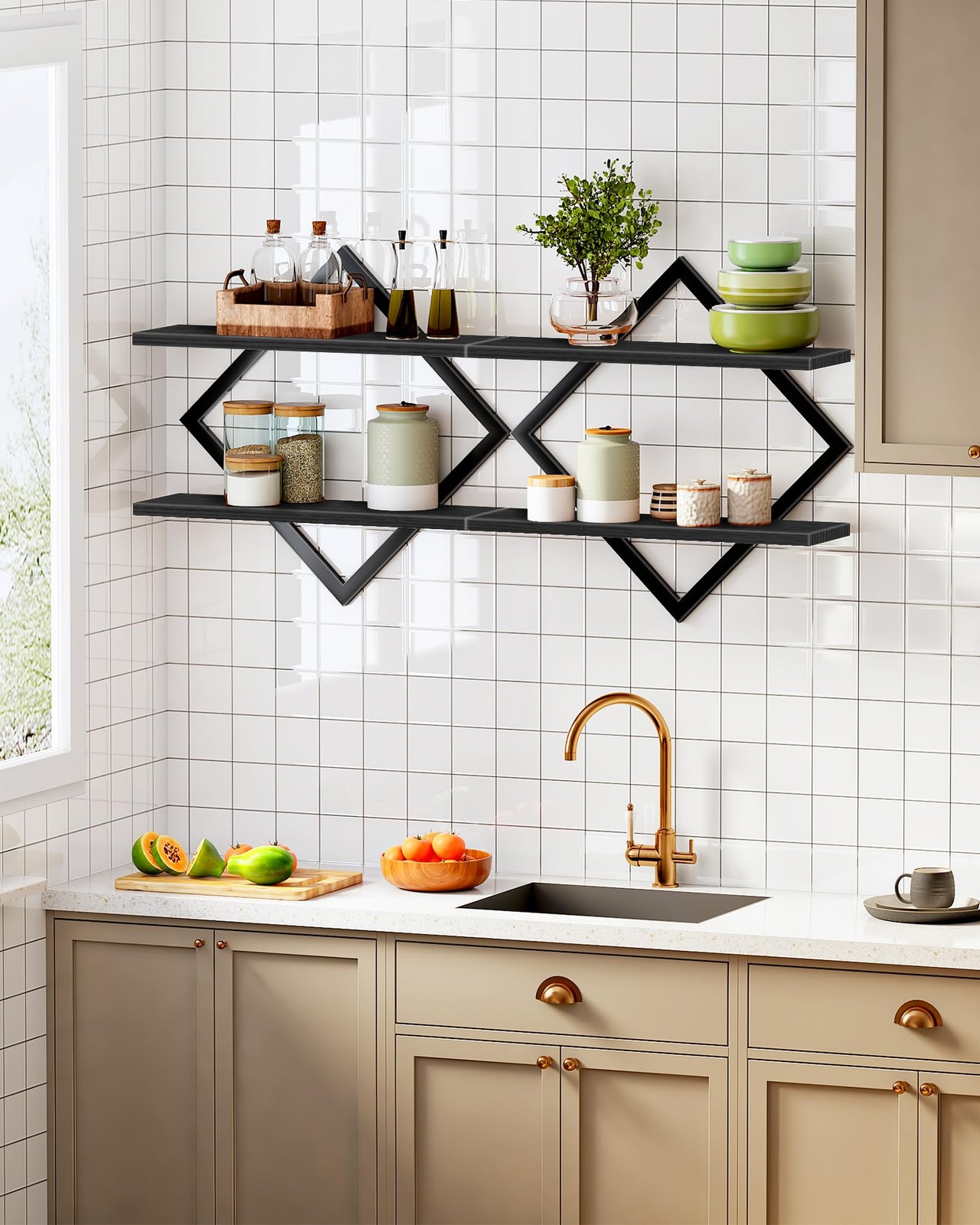 Choezon Floating Shelves Set Of 2 Wall Shelves 2-Tier Hanging Shelves Wall
