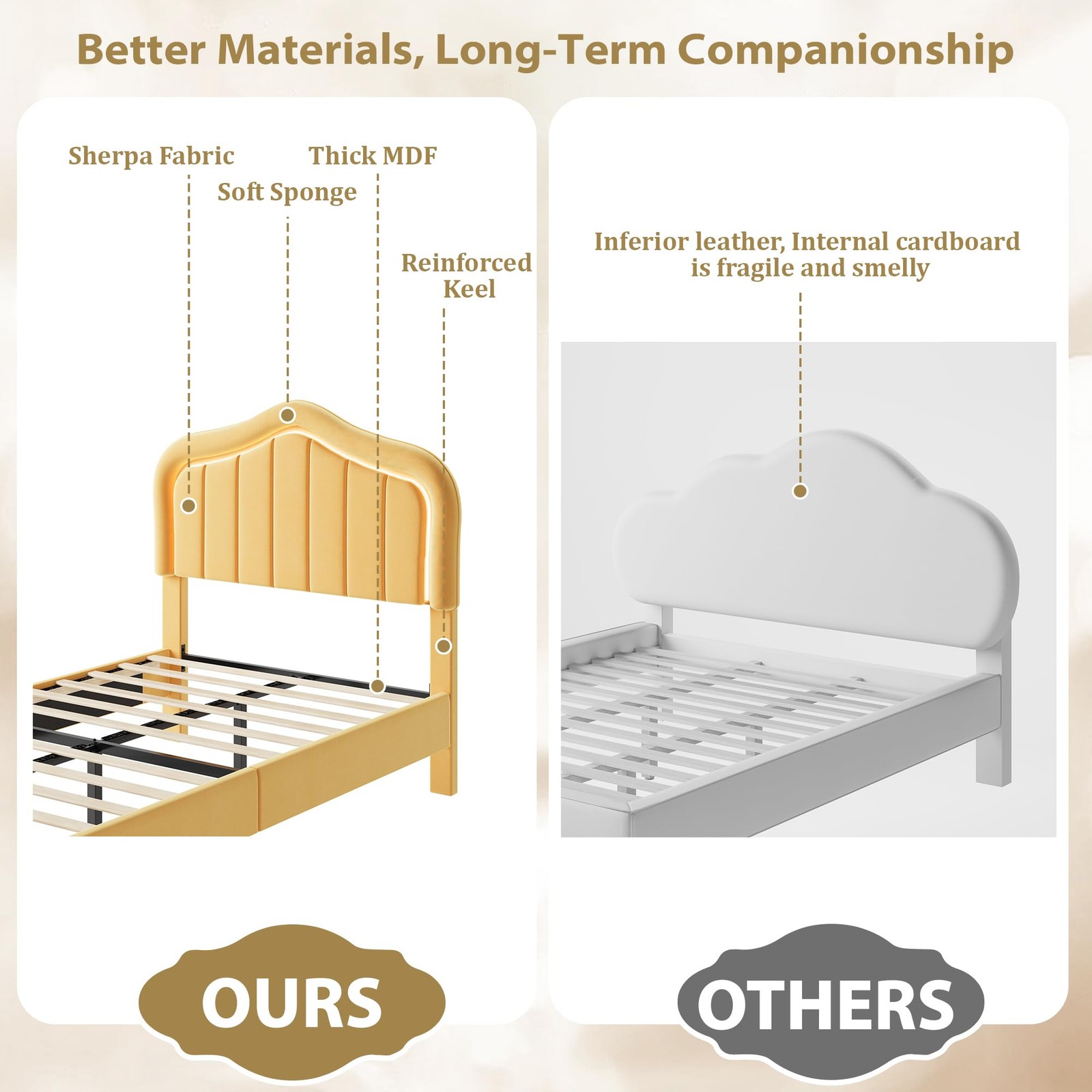 Twin Upholstered Bed Frame with Storage Drawer & LED Headboard for Kids/Girls