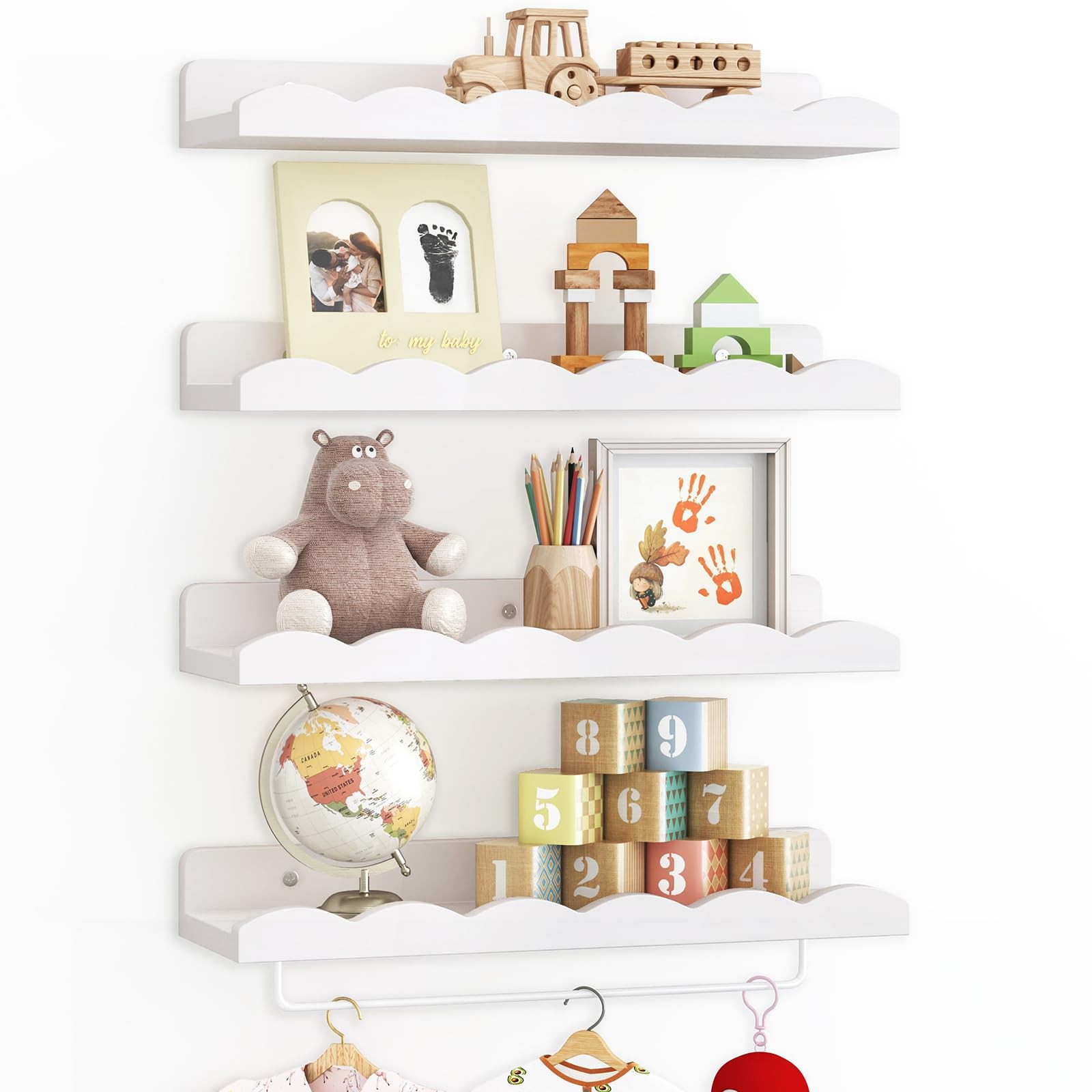 Fixwal Nursery Shelves, 16.5 Inch Floating Bookshelves for Wall Set of 4, Sca…