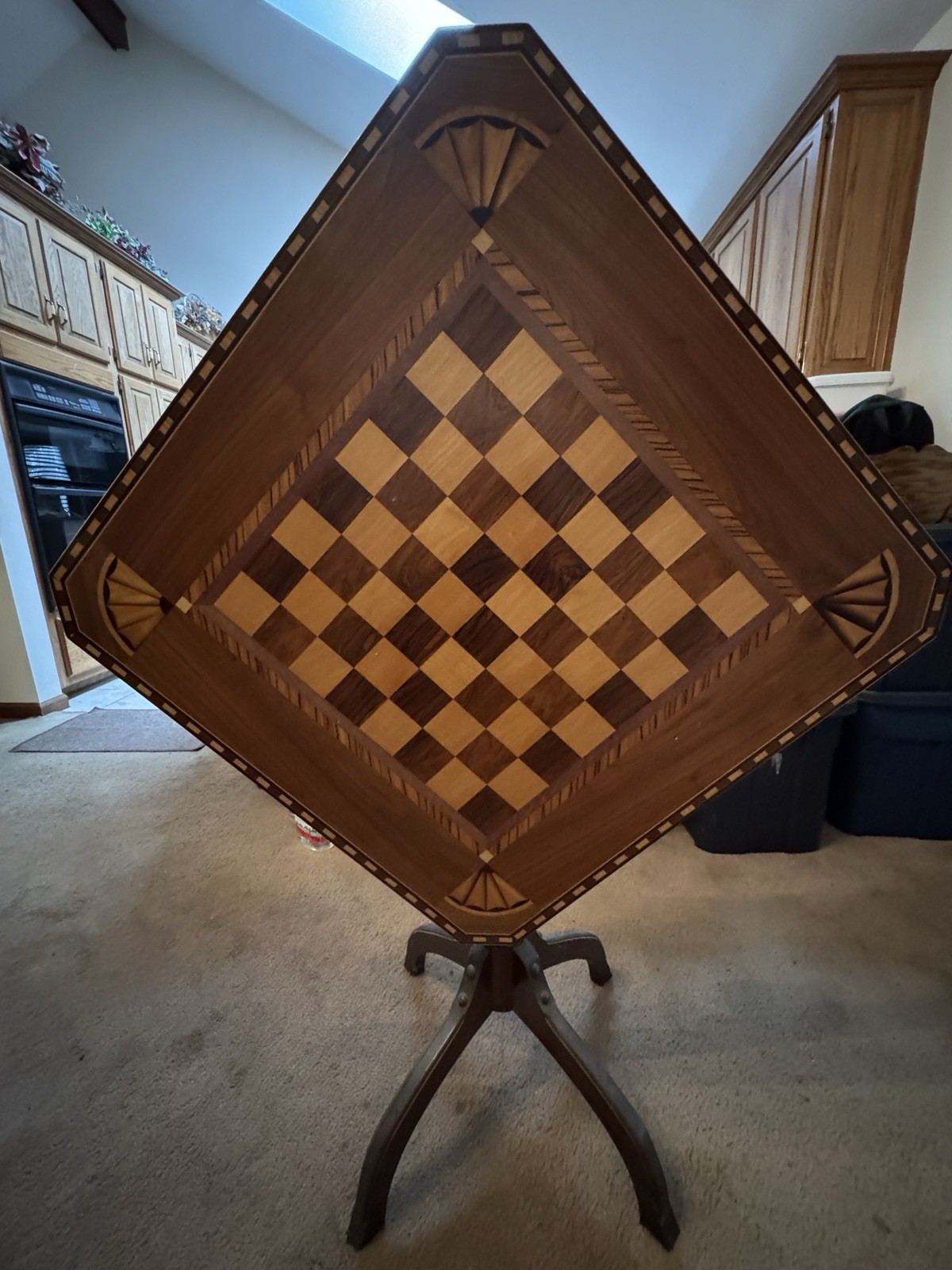 Wood Game Table Tilting Top made by Andrew Stoll Master Carpenter