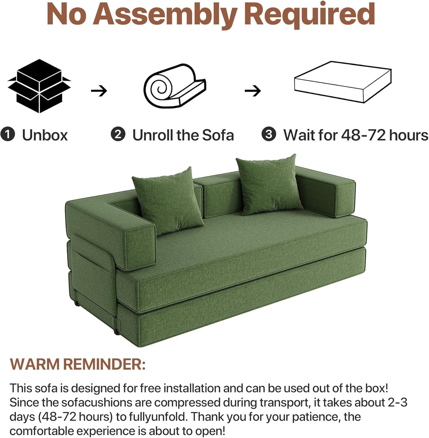 4-in-1 Convertible Sofa Bed 82 Inch Compression Sofa with Corduroy Fabric Pull