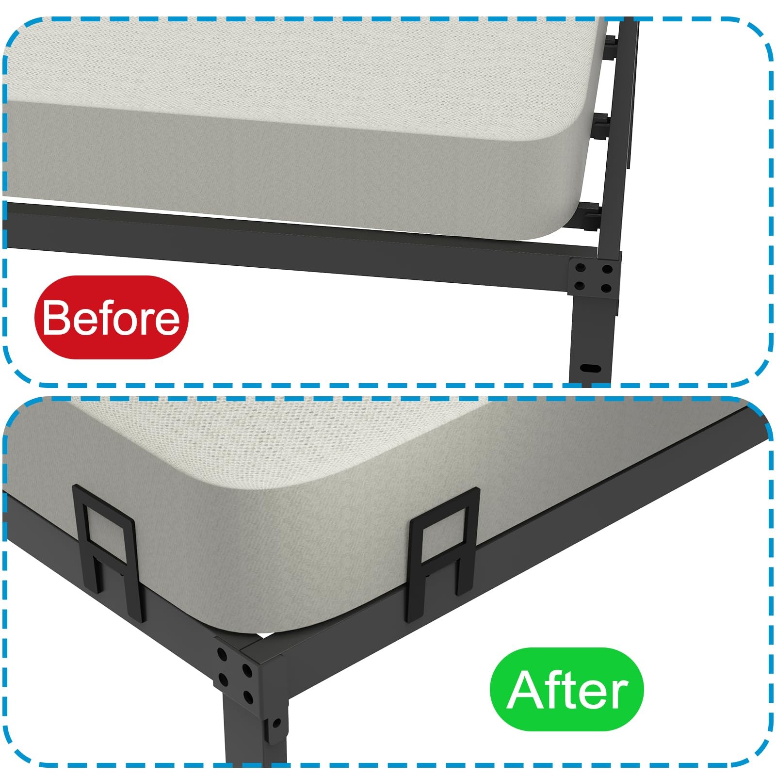 6 PCS Extra Thick Non Slip Mattress Holder Metal Bed Frame Slide Stopper