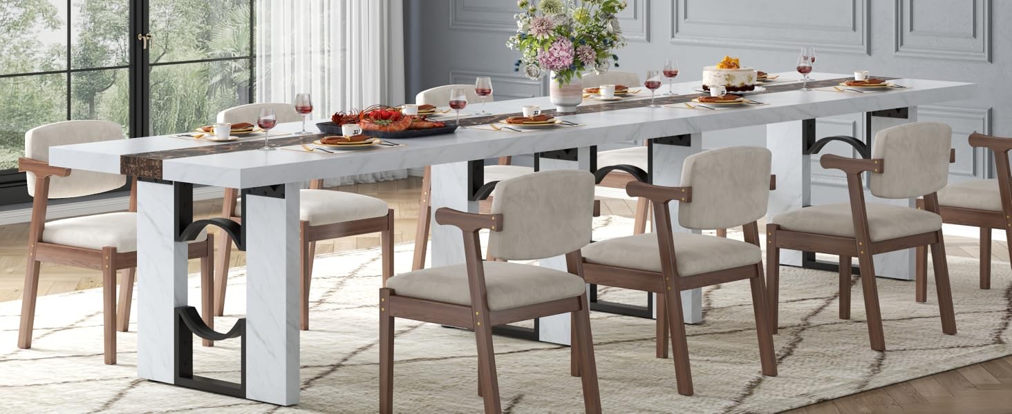 71 Inch Dining Table for 6-8 People, Large Rectangular Kitchen Table with