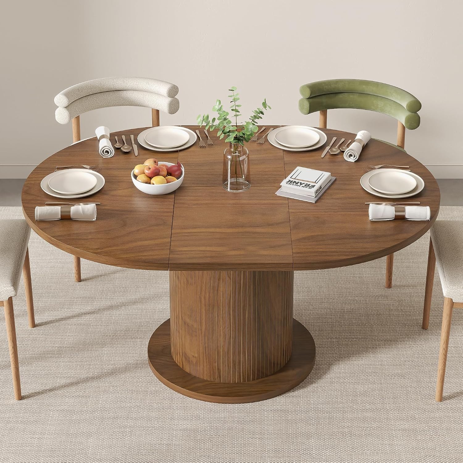 43.3 inch 59 inch Adjustable Size Round Dining Table 4 6 Unique Design Modern