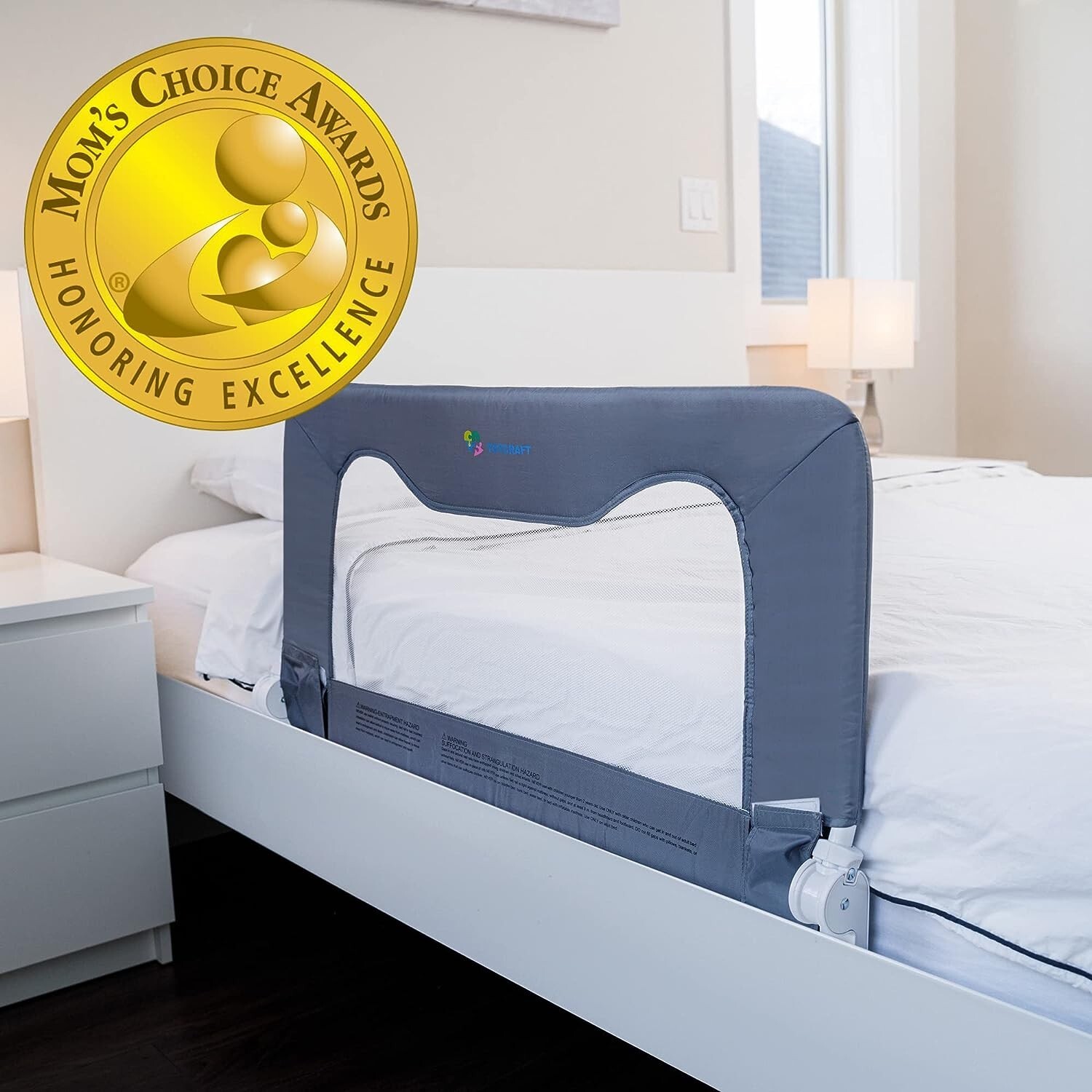 TotCraft Universal Baby & Children Bed Rail Guard, 35.5″L x 19.5H” – Gray