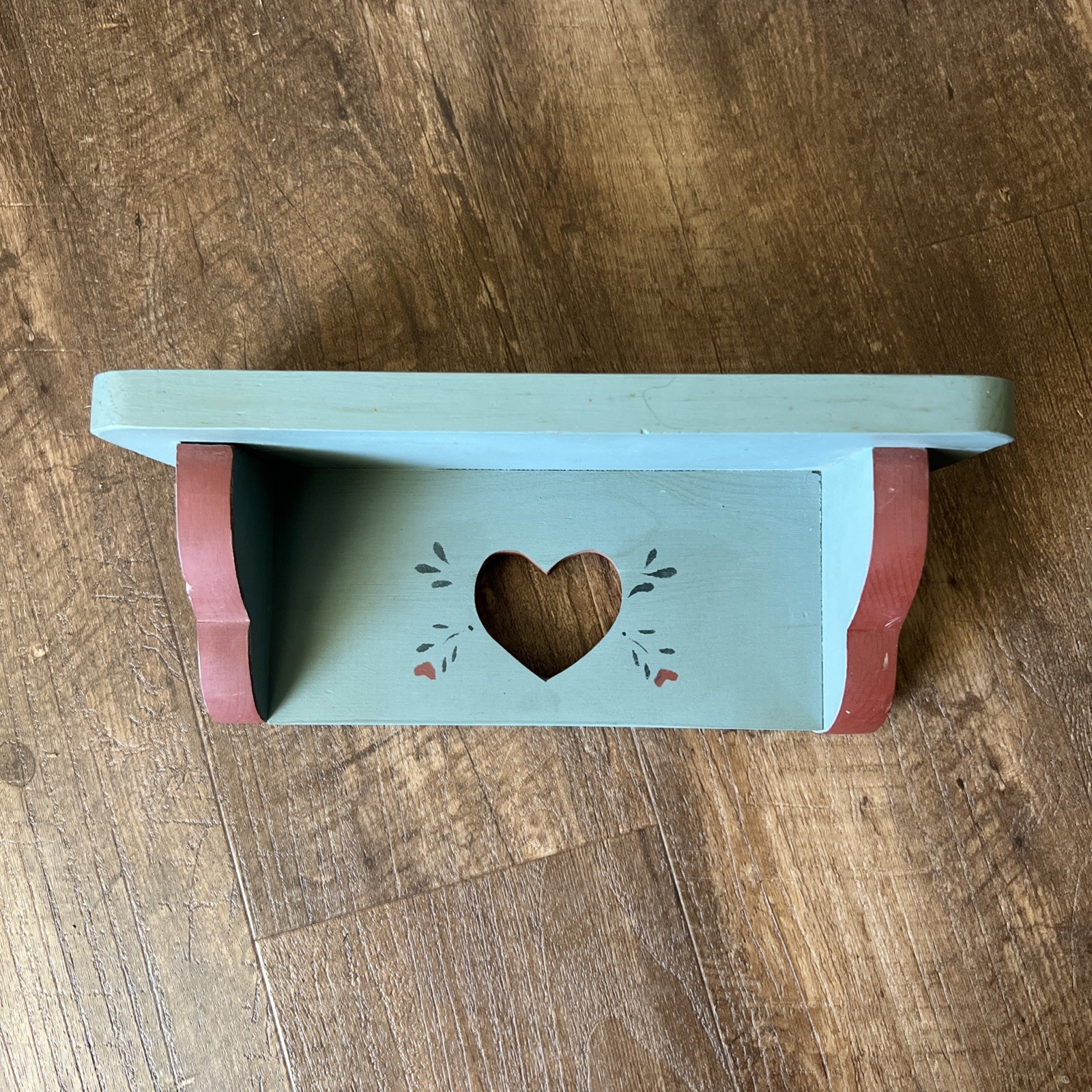 Vintage 1980s shelf with Heart Cutout 12 x 4 1/2 Cottage Core Farmhouse Country