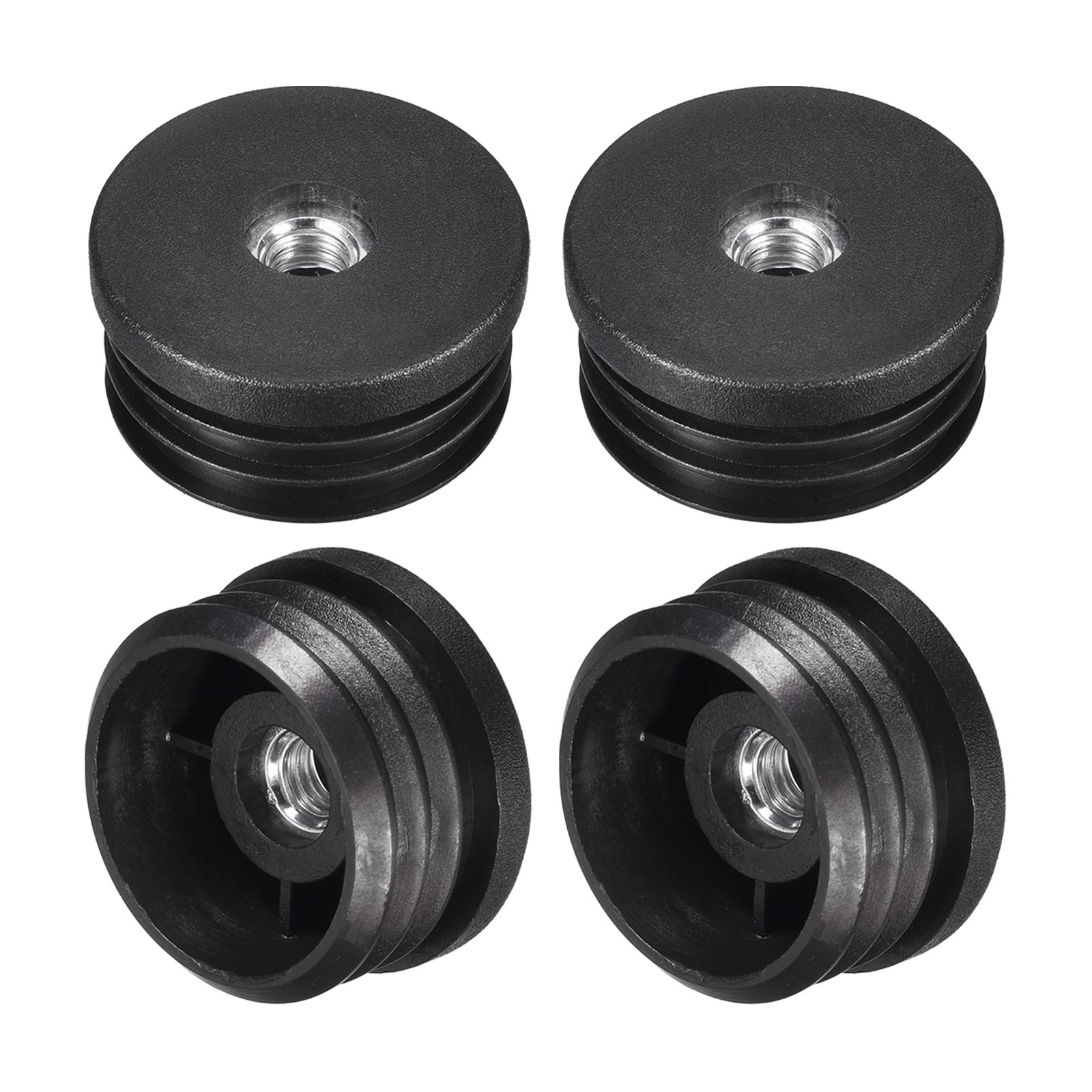 4Set Round Black Tube Inserts with M8Thread for 38mm/1.5″ OD Round Tube