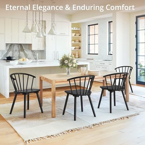LUE BONA Black Dining Chairs Set of 4, Farmhouse Wood Dining Chairs
