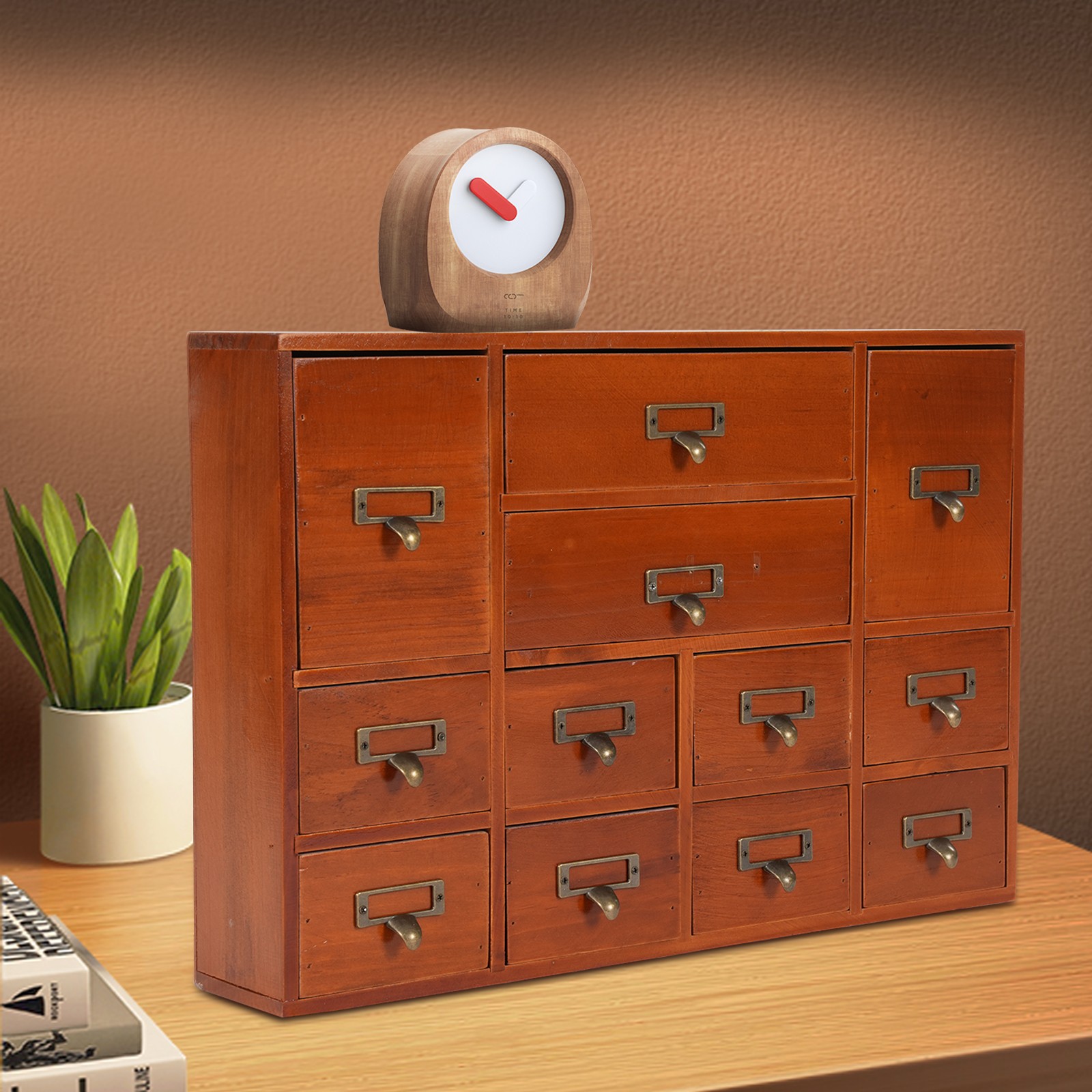 Tabletop Storage Box with 12 Drawers Drawers Organizer Storage Drawers Brown