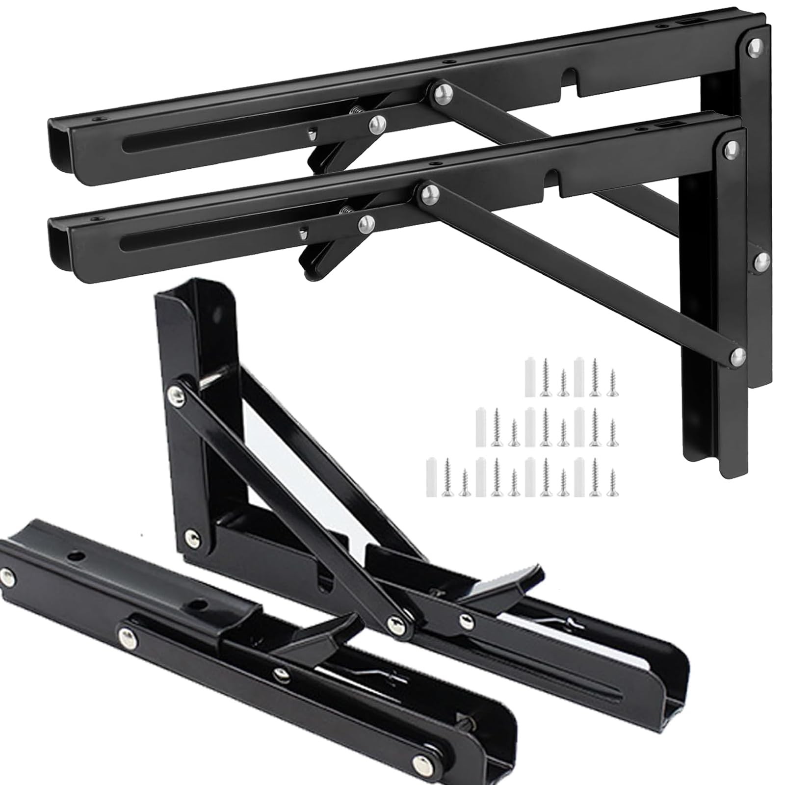 6 PCS Heavy Duty Metal Collapsible Table Hinge Folding Shelf Bracket 12 Inch
