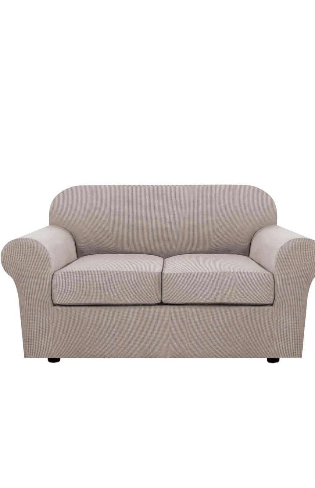 H.VERSAILTEX Stretch Beige Slipcover for 2 Cushion Loveseat, Polyester Fabric