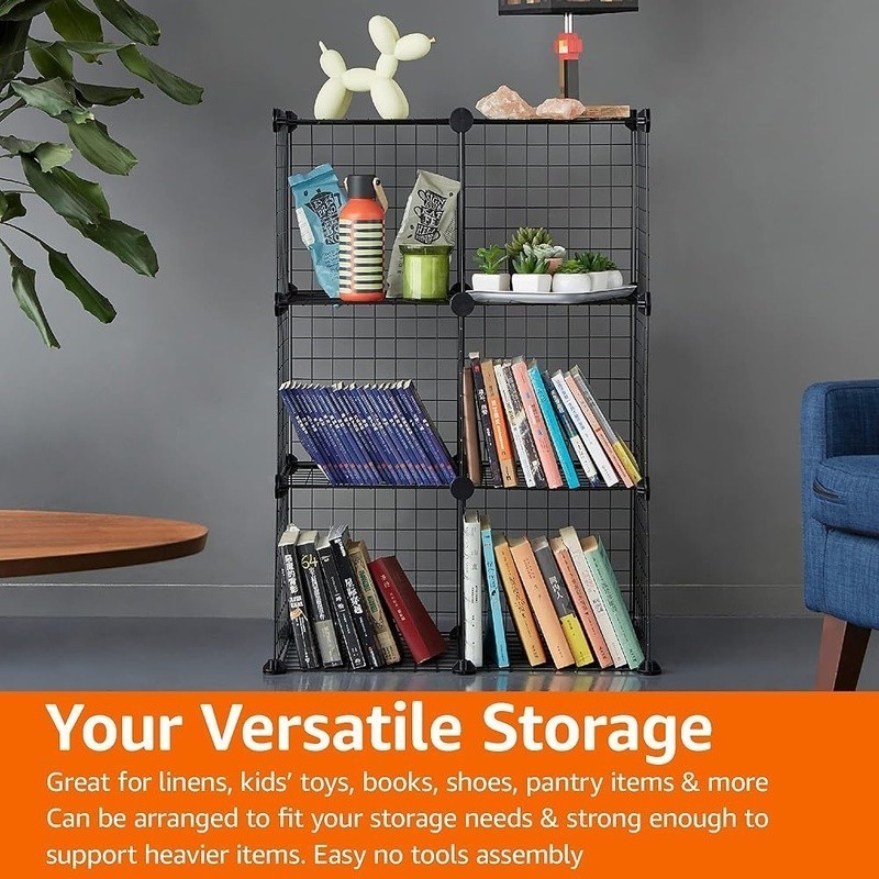Interlocking Wire Grid Storage Shelves Modular Cube Design Toys Books Shoes New