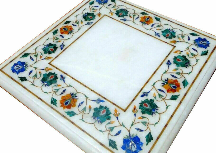 2′ white Marble Table Top coffee center inlay Malachite home decor antique j4