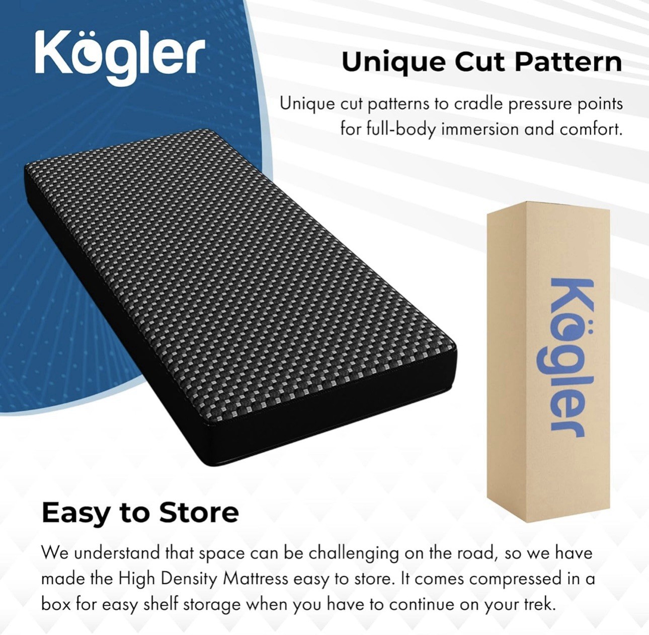 Kogler High-Density Foam Semi-Truck/RV Mattress – 7″ Trucker Mattress, 38x80x7