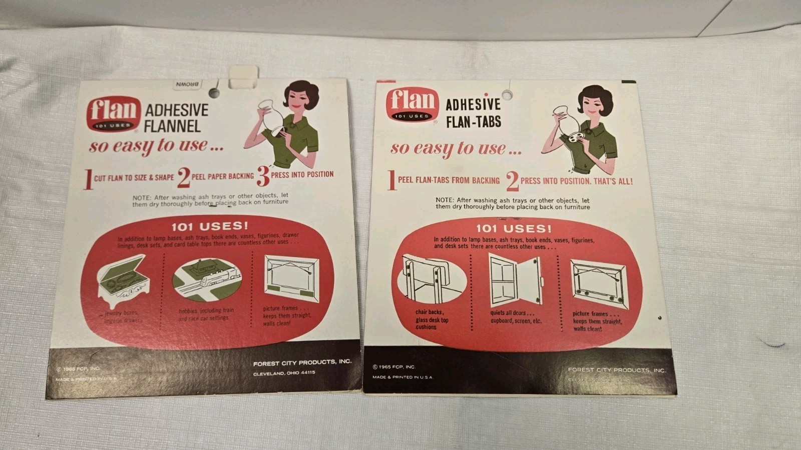 Vintage 1965 Flan Adhesive Tabs & Flannel Scratch Proofer Furniture Protector 2