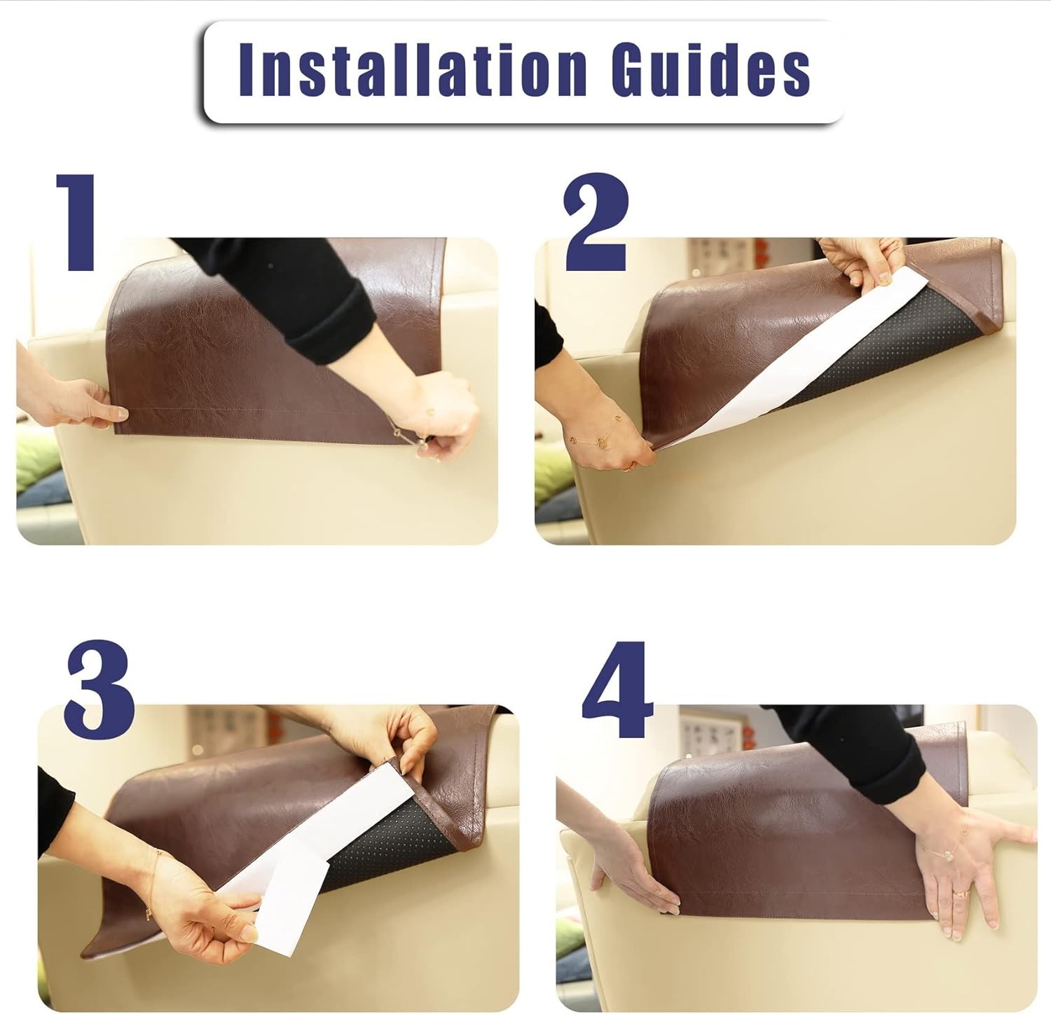 PU Leather Recliner Headrest Cover 17×27 in, Furniture Protector Slipcover Sofa