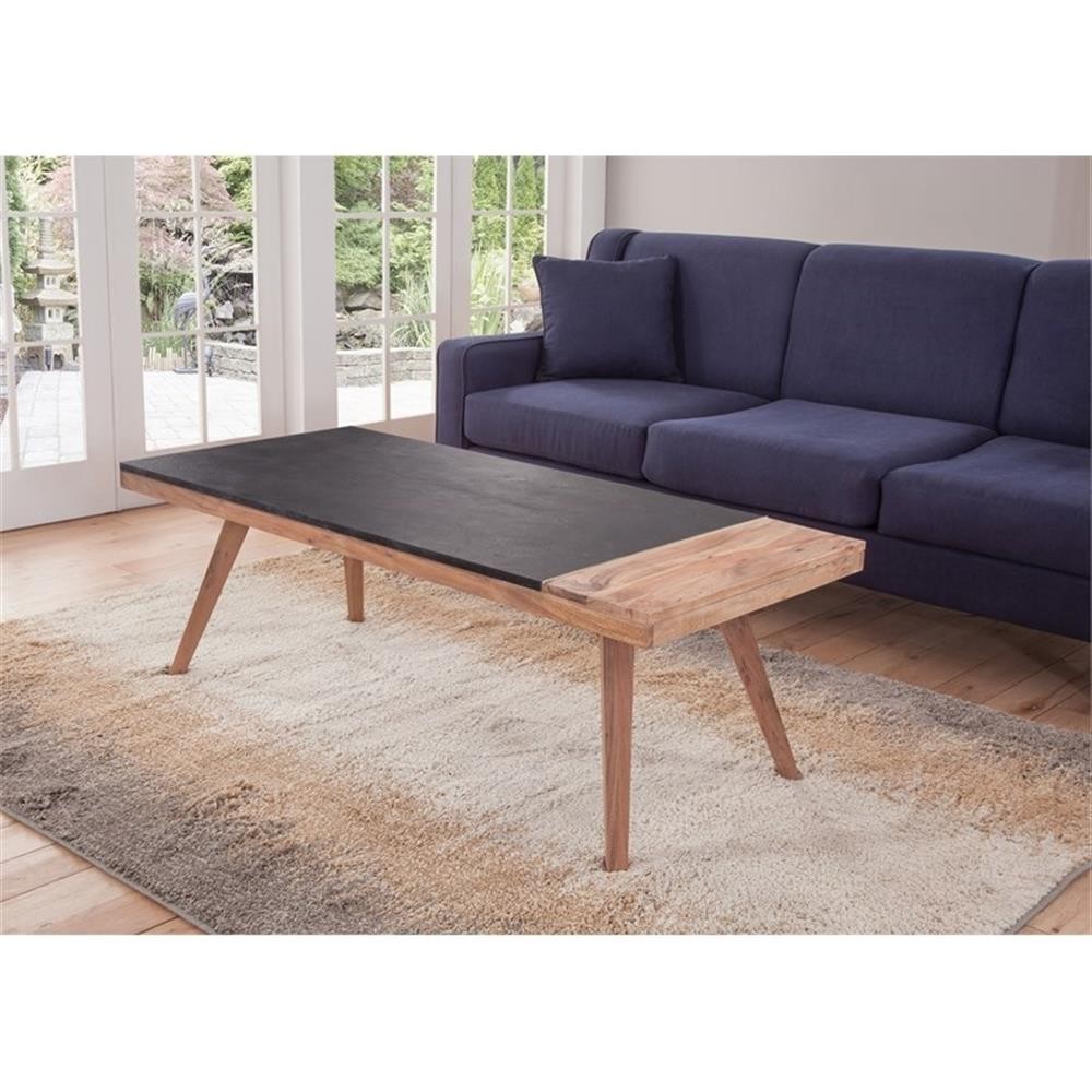 Pemberly Row Slate and Natural Matte Wood Finish Cocktail Table