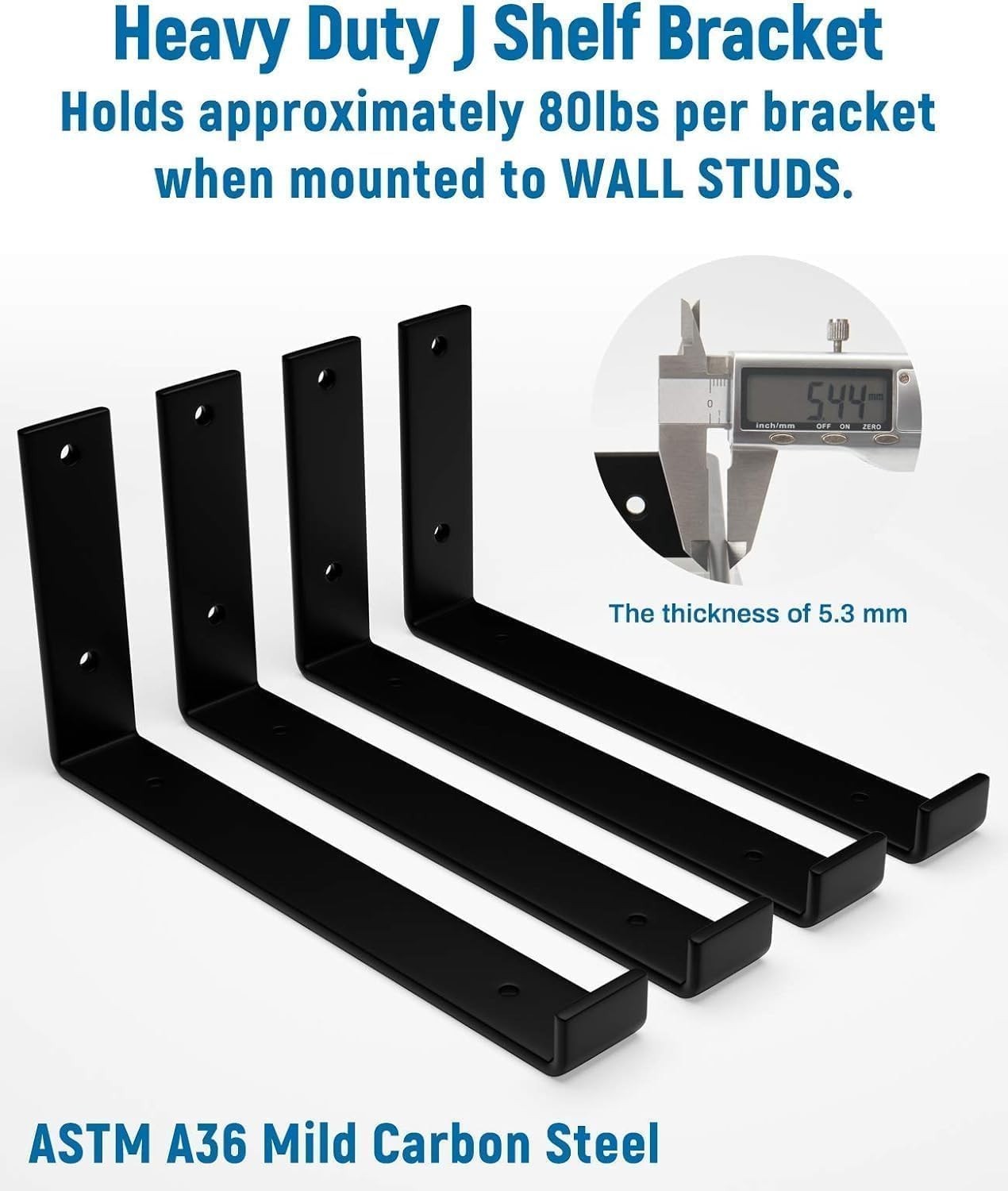 12-Pack Heavy Duty Shelf Brackets – 11.25” Black Powder Coated | Supports 80 lbs