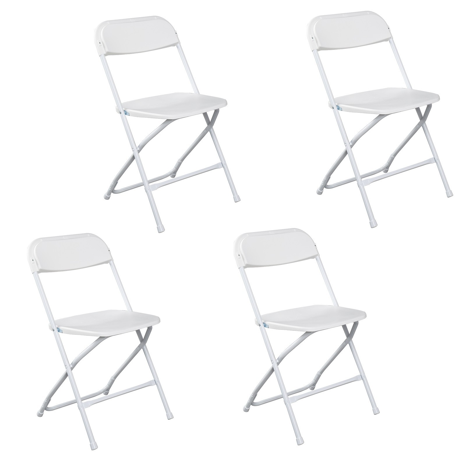 4 Pack Folding Chair Plastic Foldable Stackable Portable Outdoor / Indoor White