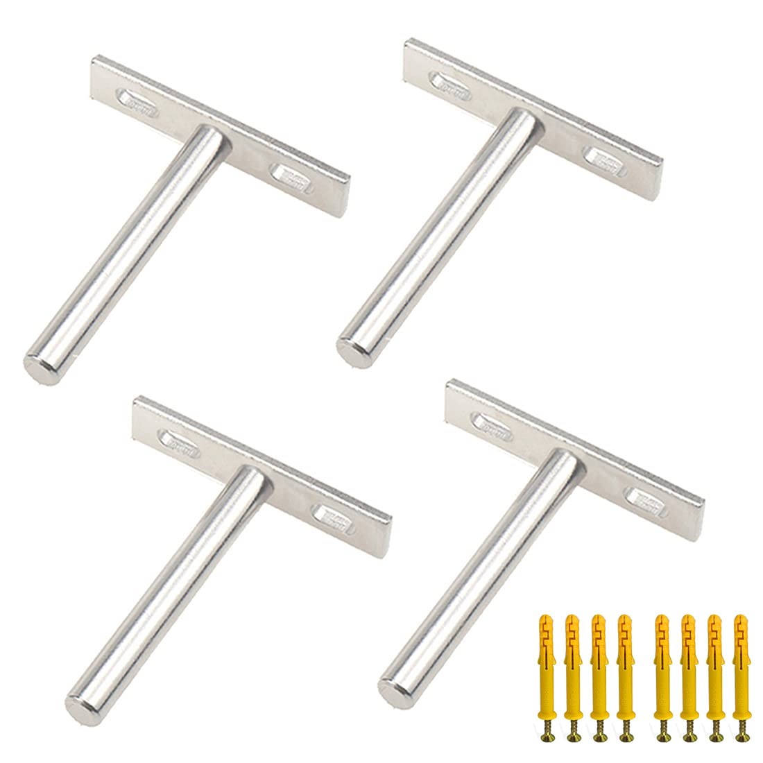 4 PCS 3Inch Silver Hidden Floating Wall Mount Shelf Brackets Blind Supports