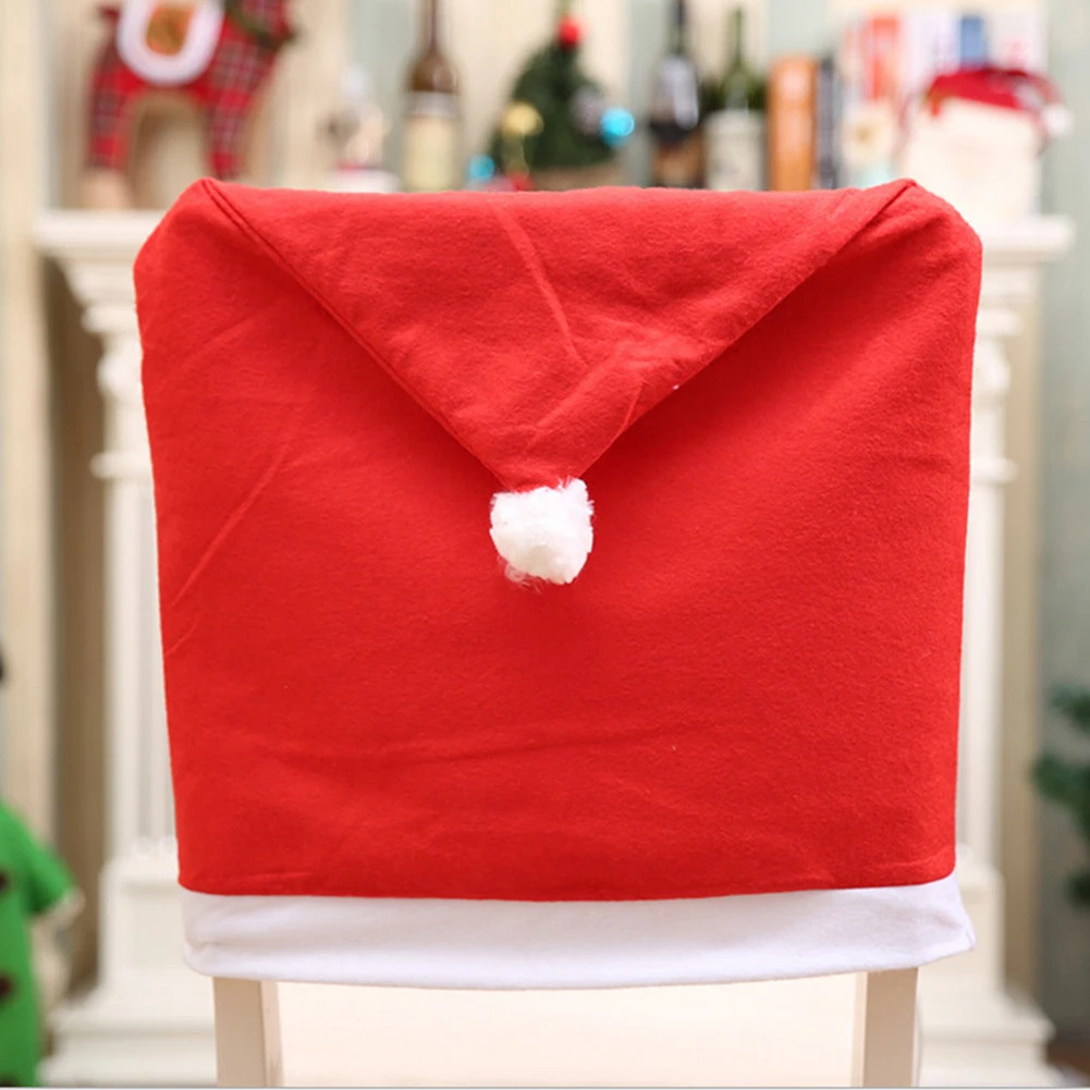 2/4/6/8/10pcs Santa Hat Shaped Chair Cover Non-Woven Covers Christmas Decor NEW
