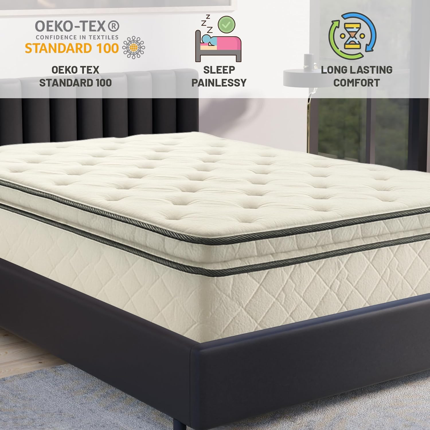 10-Inch Plush Pillowtop Innerspring Mattress – Full XL Size Comfort