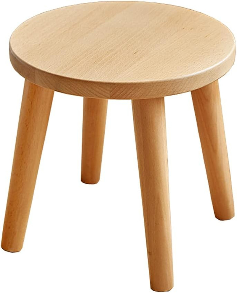 Natural Solid Wood Step Stool Plant Stand round Footrest 10 Inch Portable Detac
