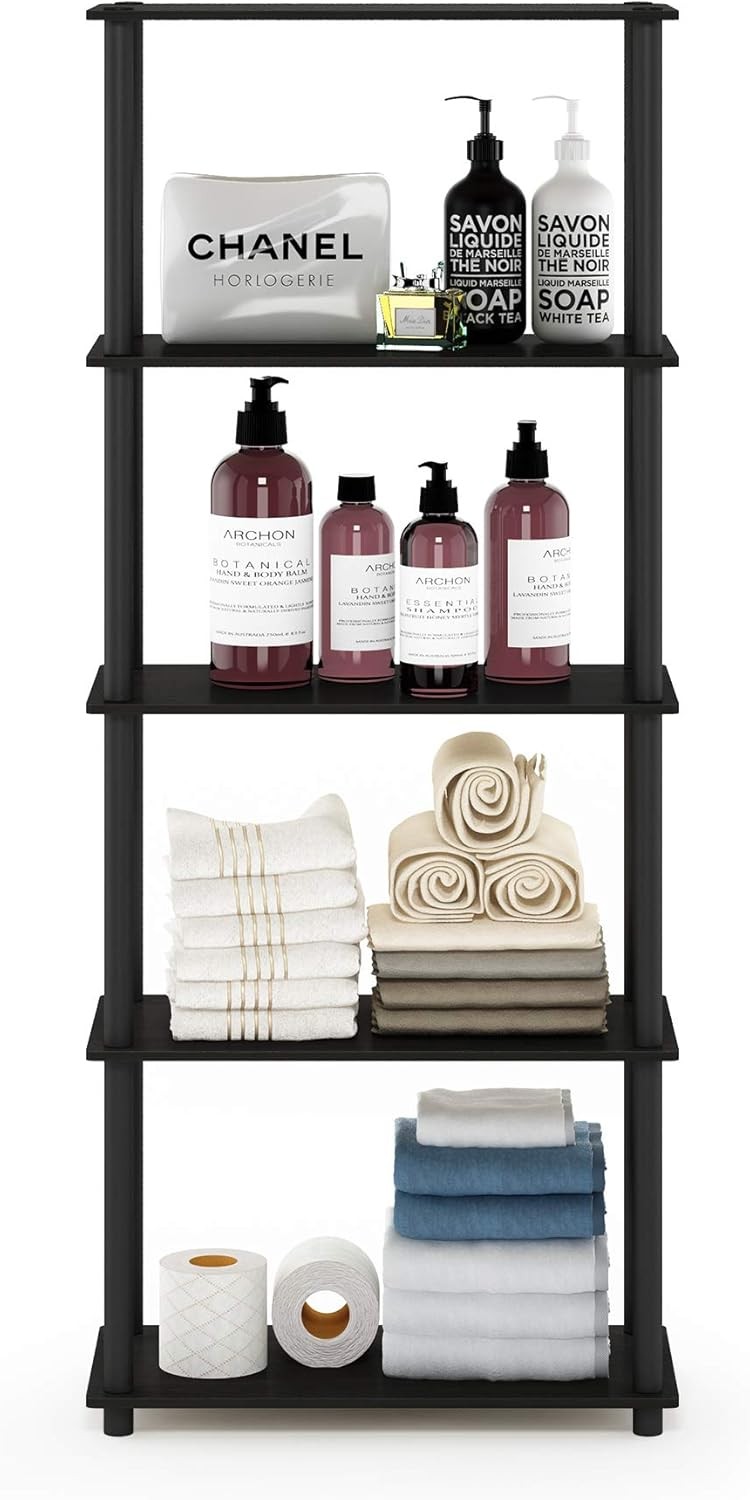 TURN-N-TUBE Storage Shelves 5-Tier Book Shelf Corner Shelf Toolless Open Shelves