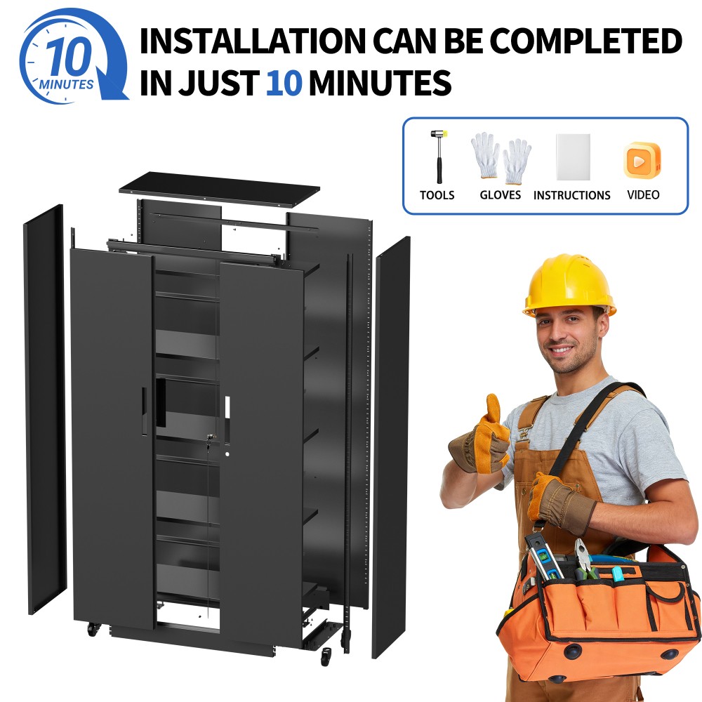 71″ Lockable Rolling Metal Storage Cabinet 4 Shelves Garage WorkshopTool Cabinet
