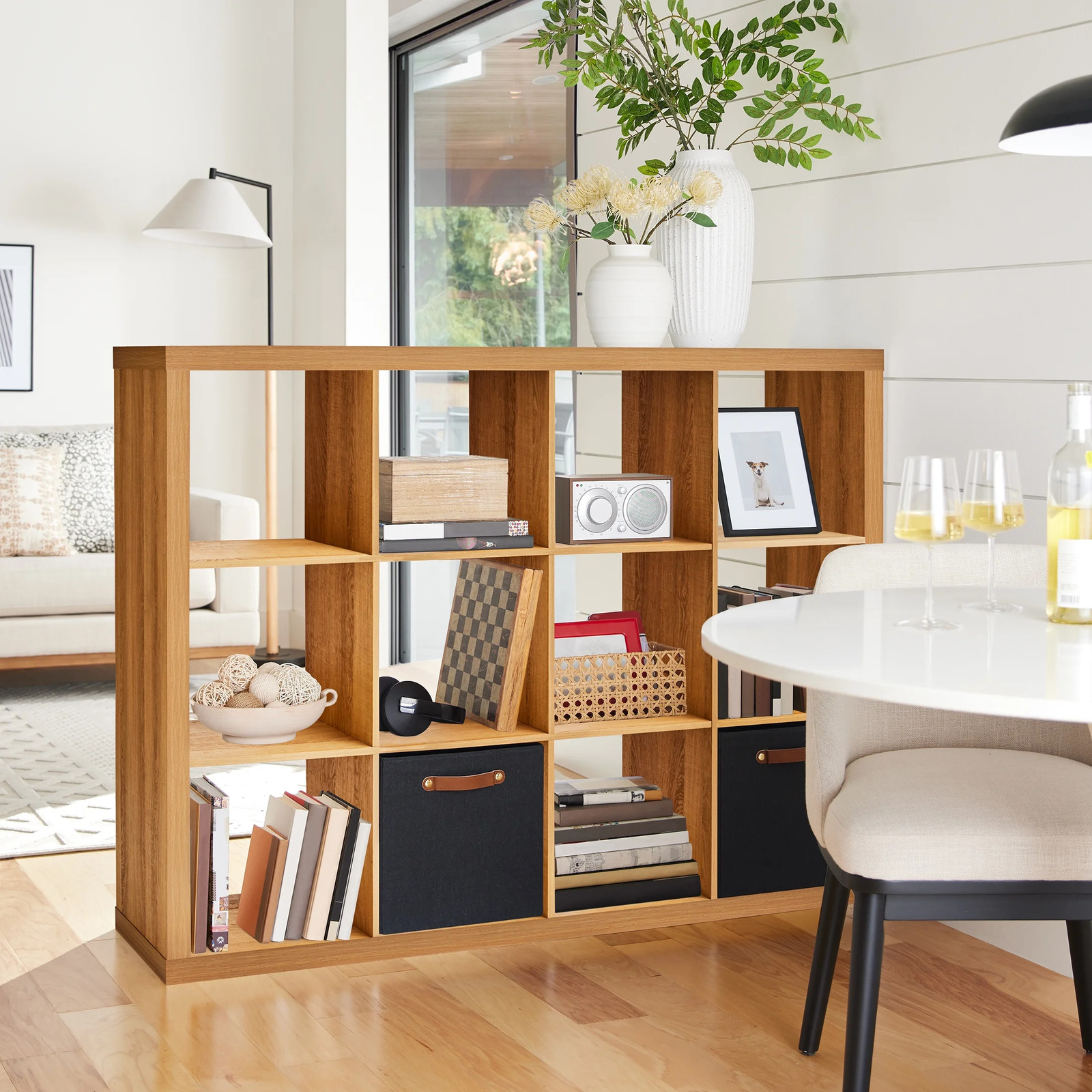 12-Cube Storage Organizer, Bookcase, Display Compartment, Open Back, Home Office