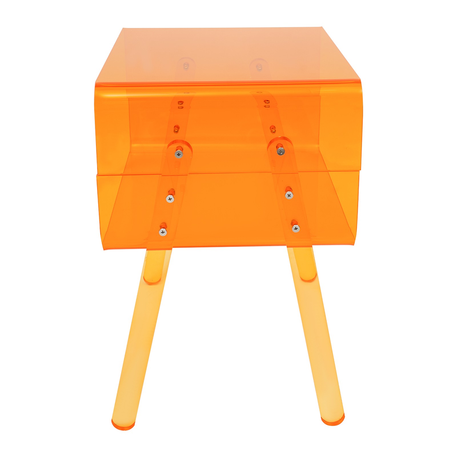 2-Tier Orange Rectangular Side End Table/Night Stand Acrylic Side Table 16.93in