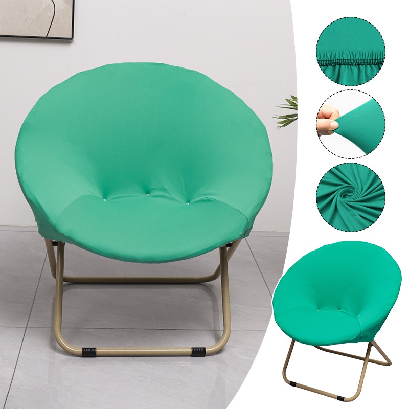Solid Color Stretch Round Saucer Chair Cover Foldable Moon Chair Protector