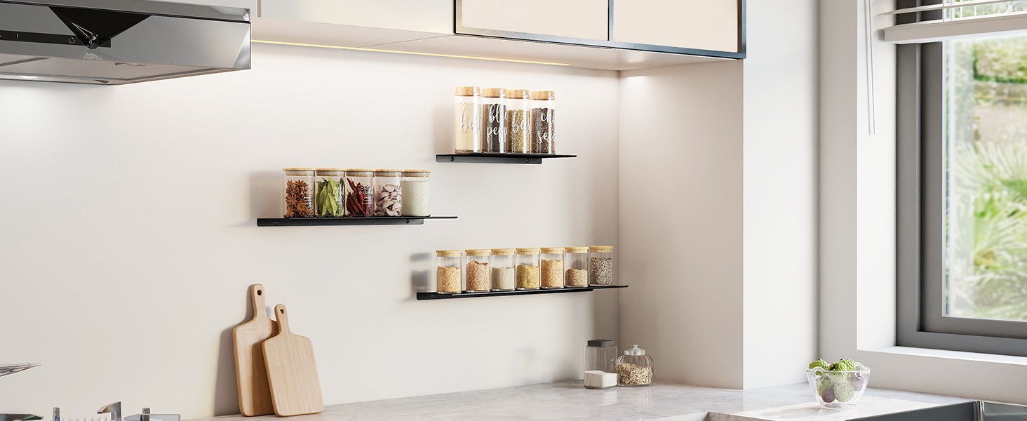 8″ Small Floating Shelves for Wall, Metal Wall Mounted Shelf for Bathroom,