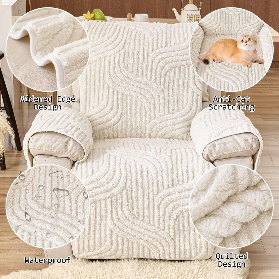 Bohemian Style Single Sofa Cushion Cover,Anti-Slip Short Pile Recliner Protector