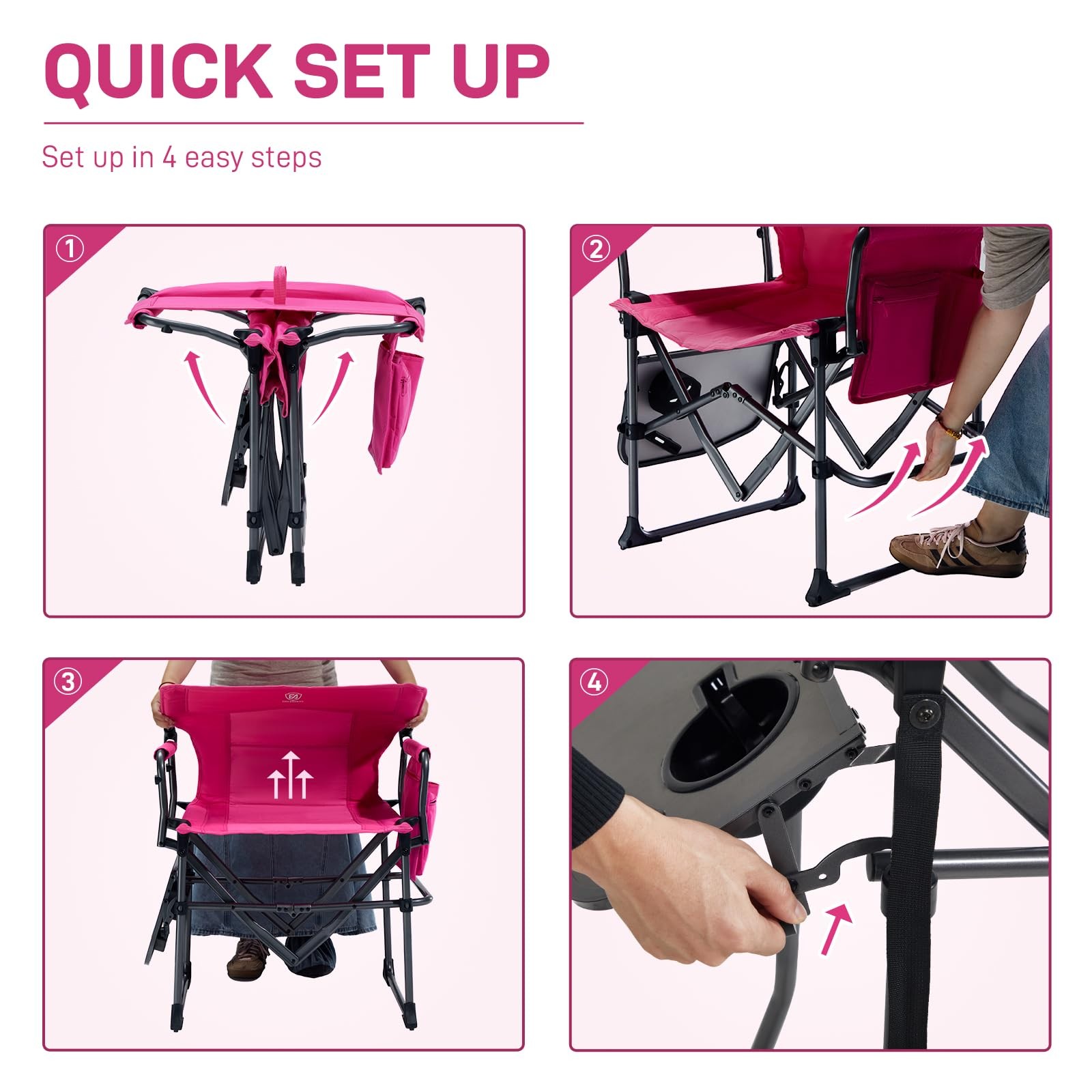 EVER ADVANCED Camping Directors’ 17 inches x 17.7 x 18.5 inches, Pink
