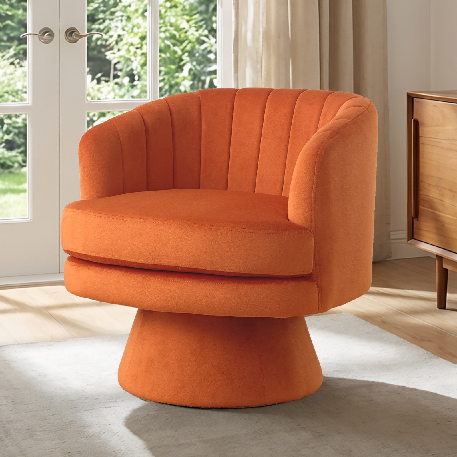 Canmov Swivel Accent Chair with Armrest, Modern 360 Degree Swivel Barrel Chair
