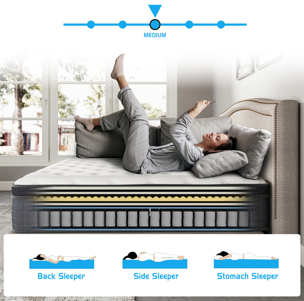 12″ Mattress Twin Full Queen King Size Hybrid Pocket Spring Memory Foam MICOOLS