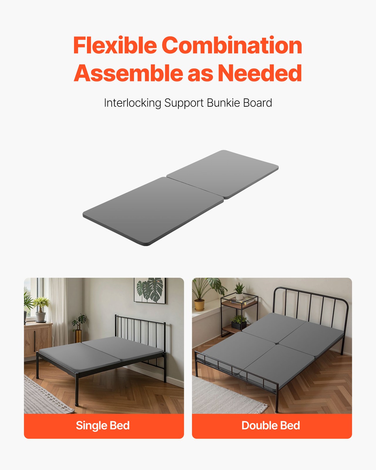 VEVOR Full Size Bunkie Board 1.5 in Bed Board Slats with 200D Oxford Cloth 2 Pcs