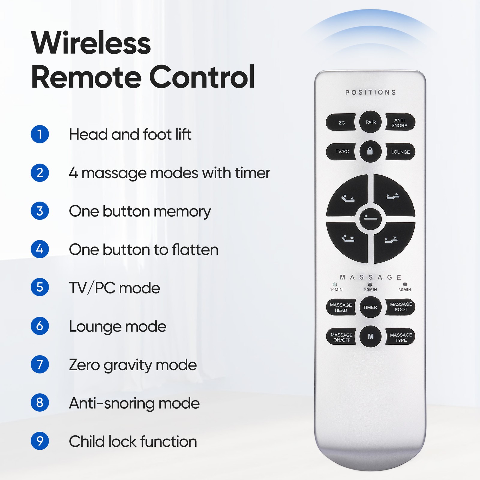 Electric Adjustable Bed Frame Base With Wireless Remote Zero Gravity Twin Size