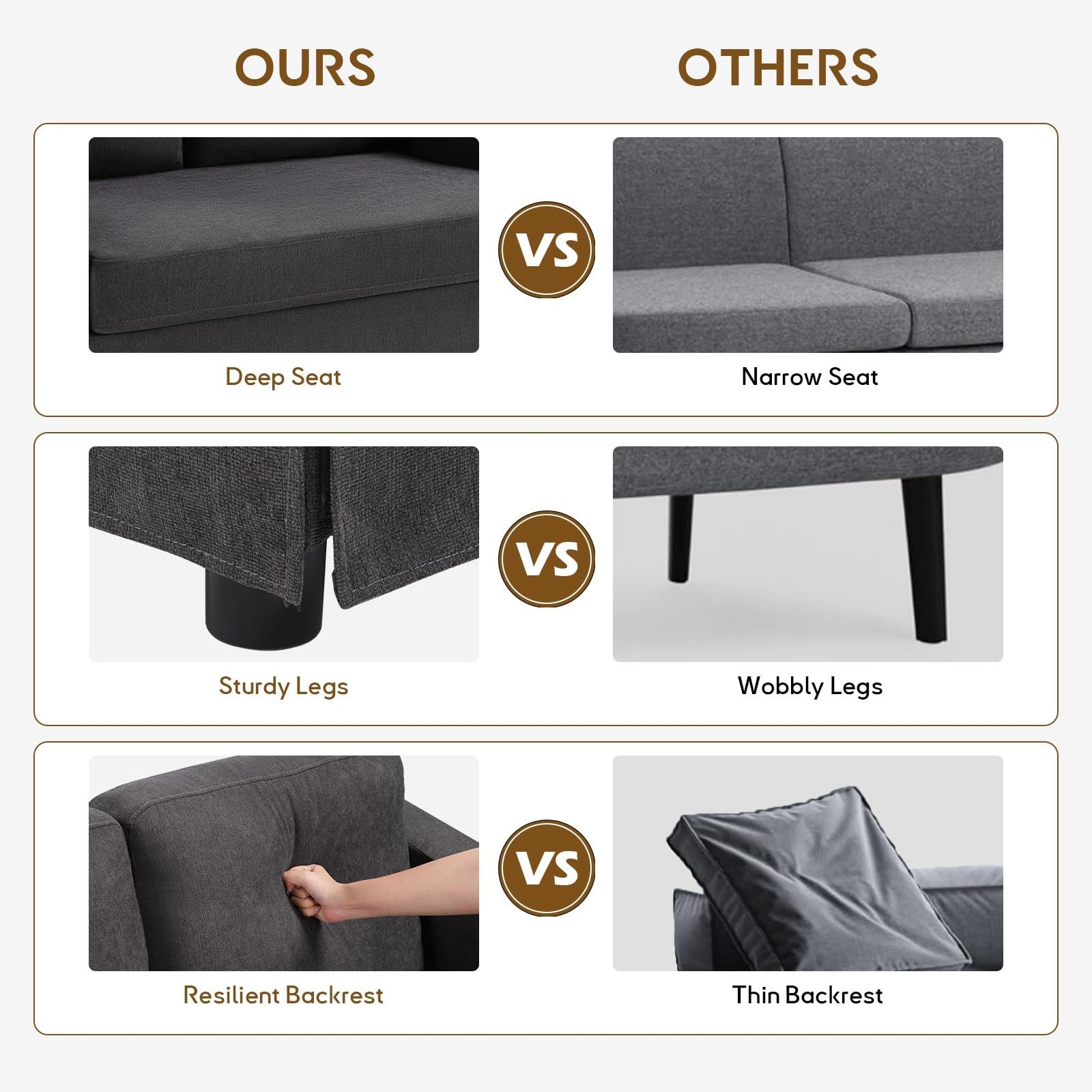 EBELLO 57.1″ Chenille Loveseat Sofa, Modern Comfy 2-Seater Couch for Living Room